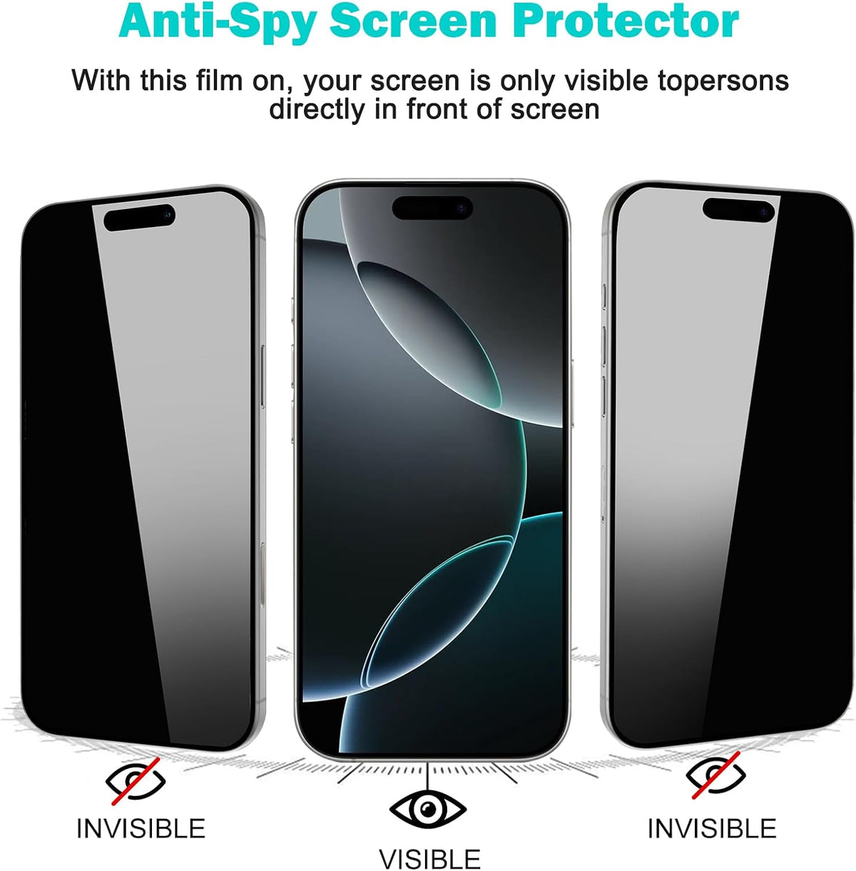 PEHAEL for iPhone 16 Pro Privacy Screen Protector+Camera Lens Protector | 3+3 Pack, Installation Frame, Cleaning kits, Anti-Spy Private, Anti-Scratch, 9H Tempered Glass, Case Friendly, [6.3 inch]