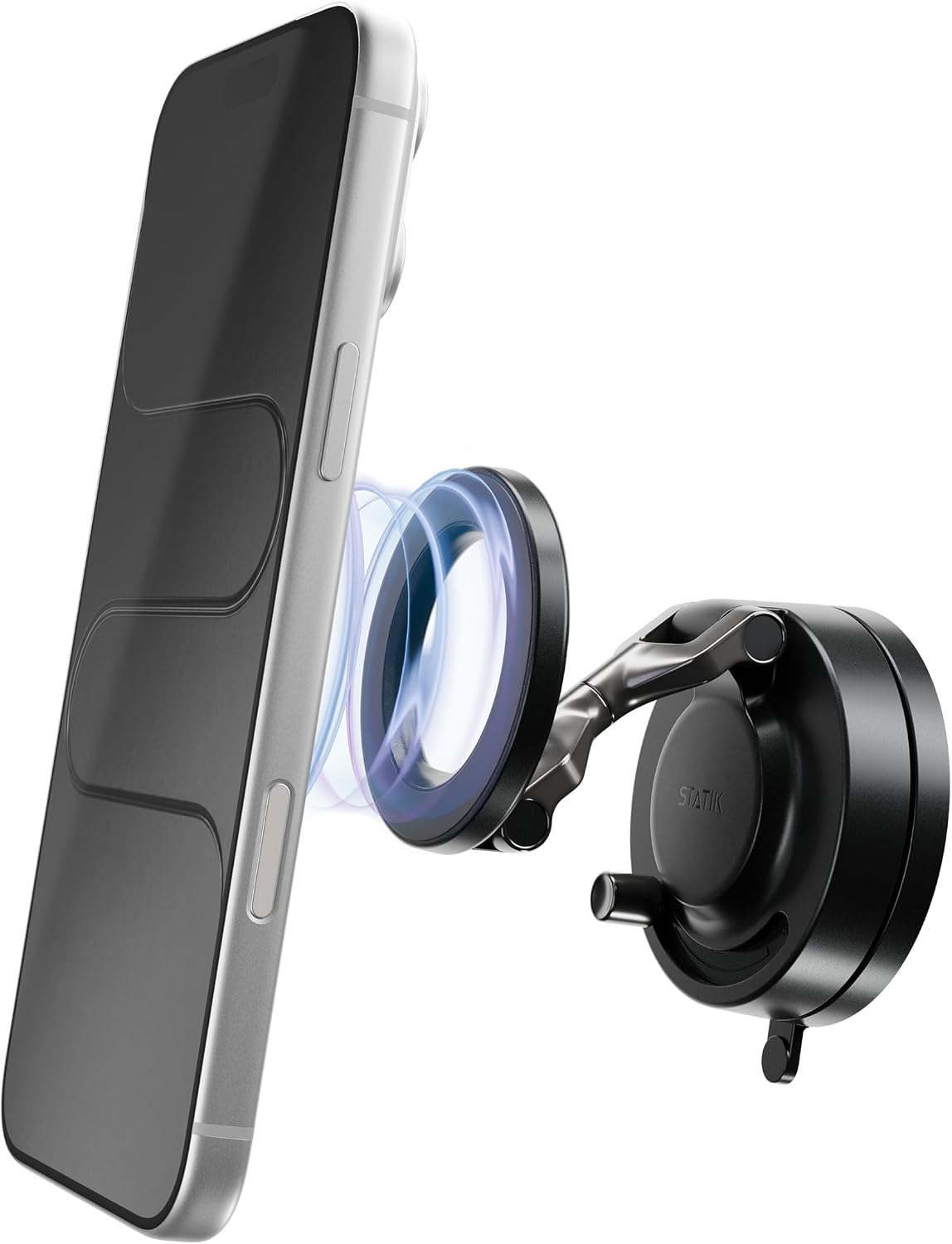 Statik HyperMount (Gen 3) Magnetic Phone Holder, for iPhone and Android | Upgraded Magnet Strength, Nano-suction Adhesive Gel, 360° Rotation, Compatible with MagSafe, Metal Rings for Android