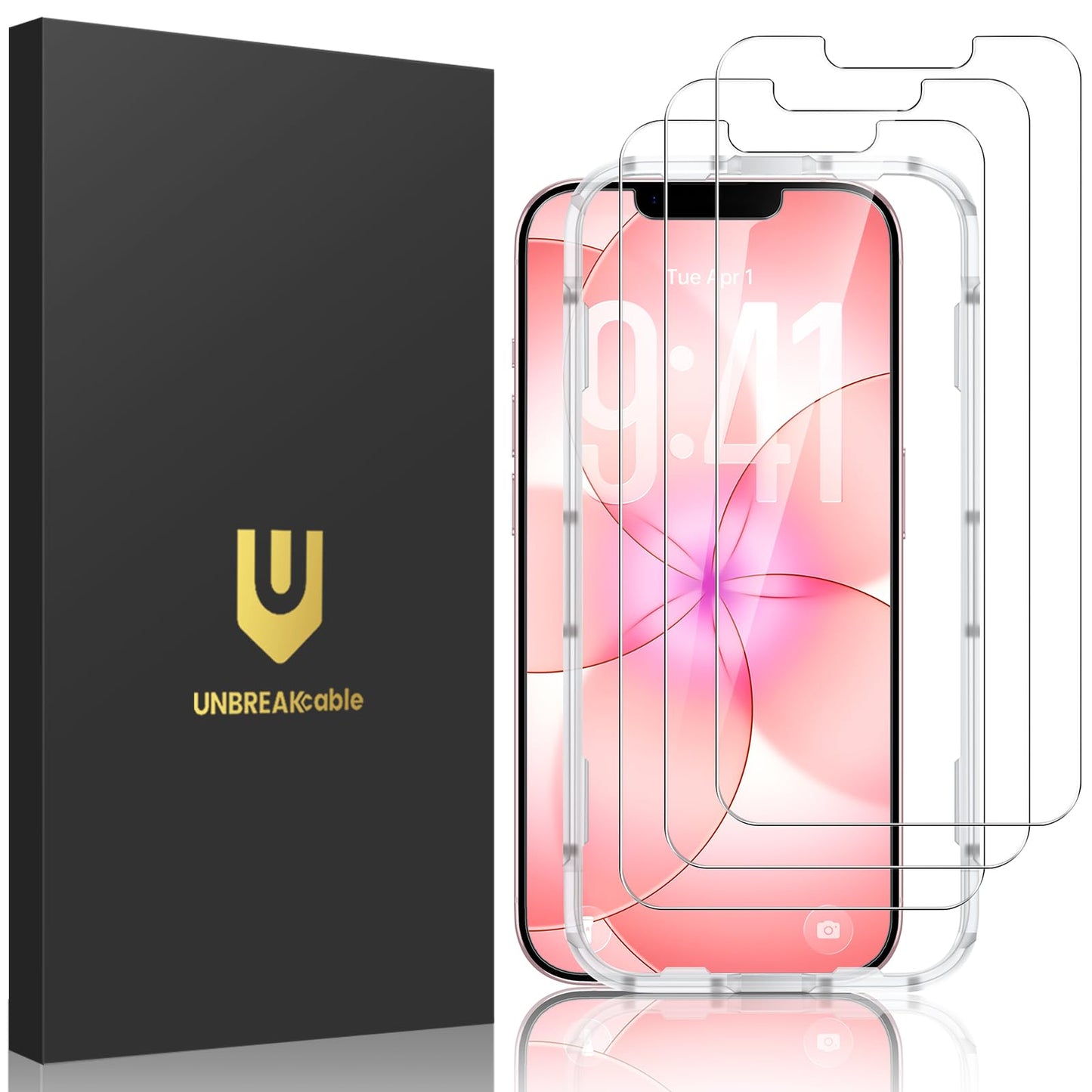 UNBREAKcable 3-Pack Screen Protector for iPhone 17 Tempered Glass | Shatterproof, Easy Install, 9H Hardness, 99.99% HD Clear, Bubble-Free, Anti-Fingerprint, Scratch Resistant, Case Friendly