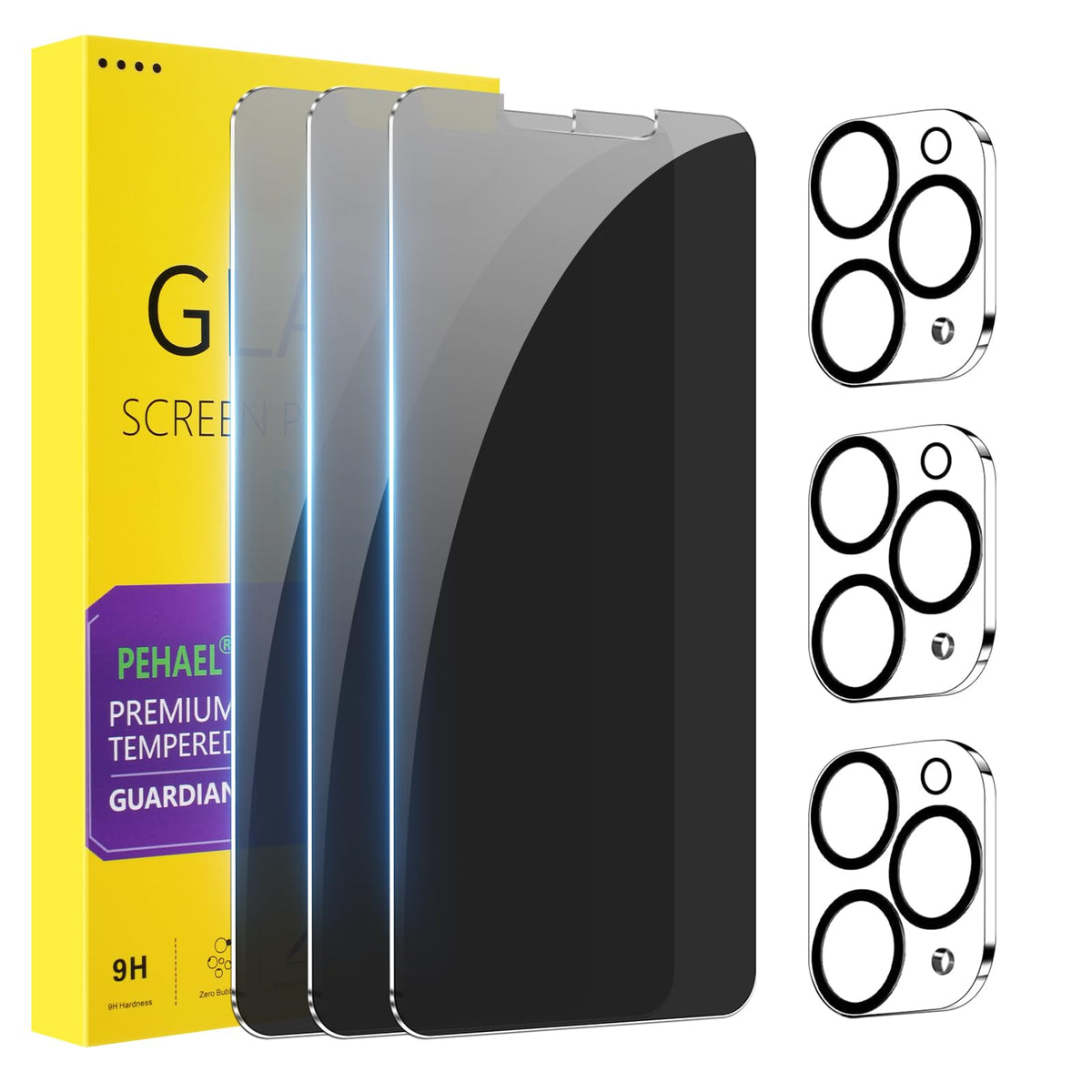 PEHAEL for iPhone 17e/16e/14/13/13 Pro Privacy Screen Protector | 3 Pack, Installation kits, Anti-Spy Private, Anti-Scratch, 9H Tempered Glass, Case Friendly, [6.1 inch]