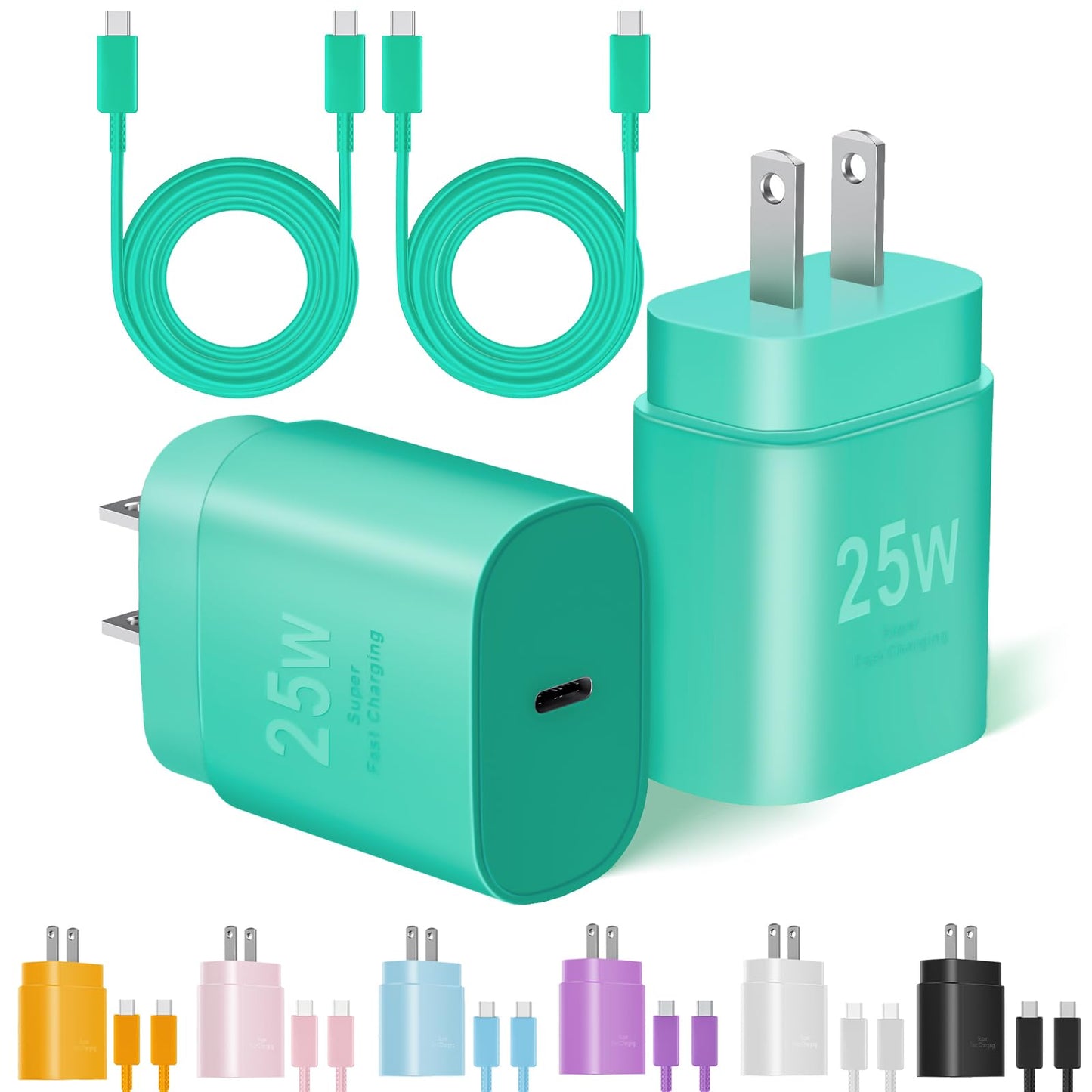 Type C Charger Fast Charging, 2Pack [10FT&6FT] Long USB C Cable with 25W Phone Super Fast Charger Block Compatible with Galaxy S25/S24/Plus/Ultra,iPhone 15/16/17/Air/Plus/Pro Max
