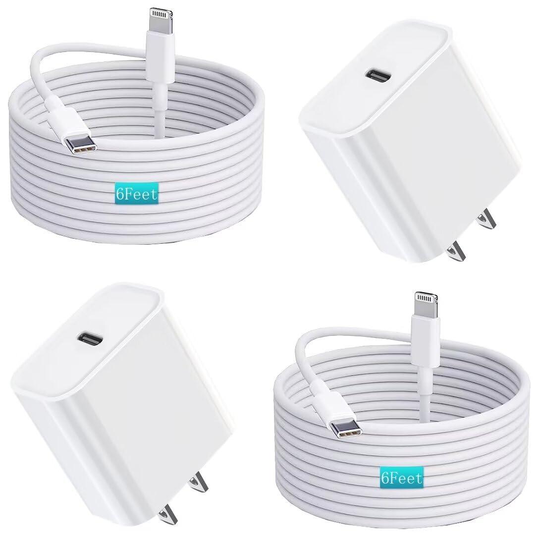iPhone 17/16/15 Charger, USB C Charger, 2Pack 20W Type C Fast Wall Charge Power Adapter,6FT 60W USB-C to C Cable for iPhone Air/17Pro Max/15/16 Pro Max,iPad Pro 12.9/11 inch,iPad Air 5/4th,AirPods Pro