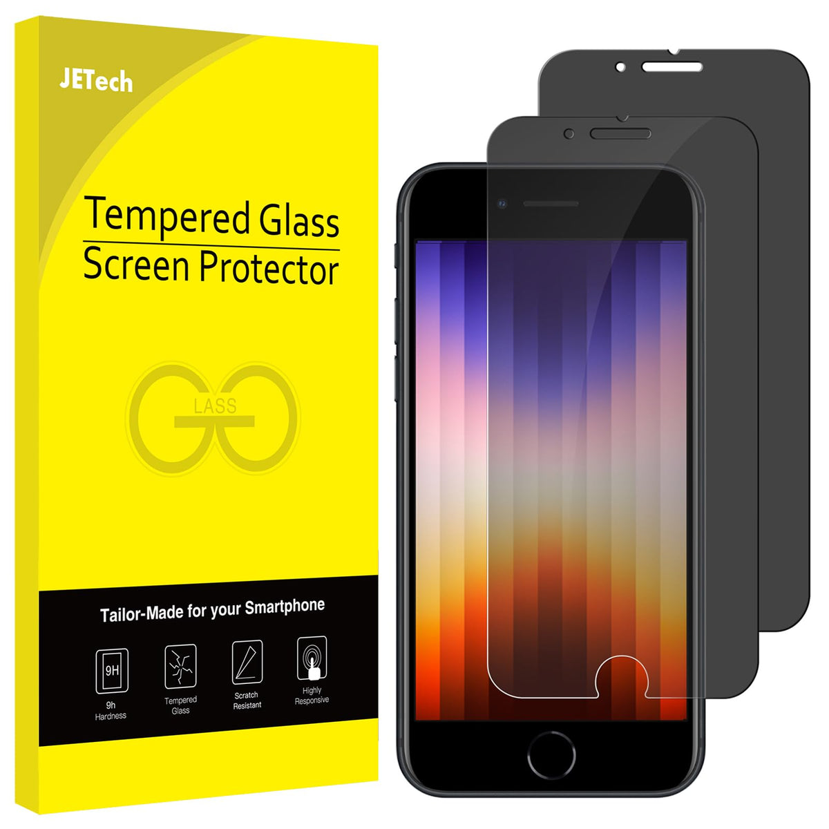 JETech Privacy Screen Protector for iPhone 11/XR, 2-Pack | Anti-Spy Privacy Protection, Tempered Glass, Face ID Compatible