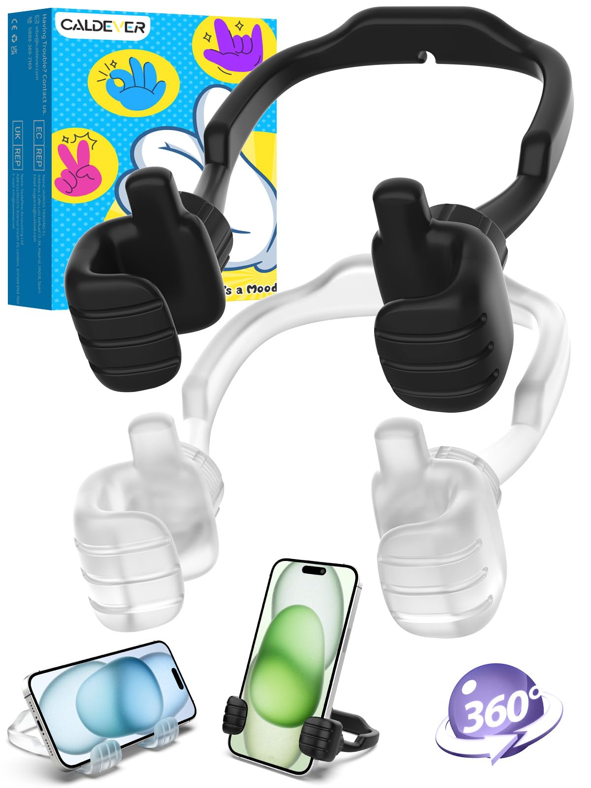 Stocking Stuffers for Teens Boys Girls 2 Pack Cell Phone Stand Adjustable | Thumbs Up Lazy Phone Holder for Desk, Gifts for Christmas, for Adults Men Women Kids Husband Wife, Cool Gadget, Fun Gift