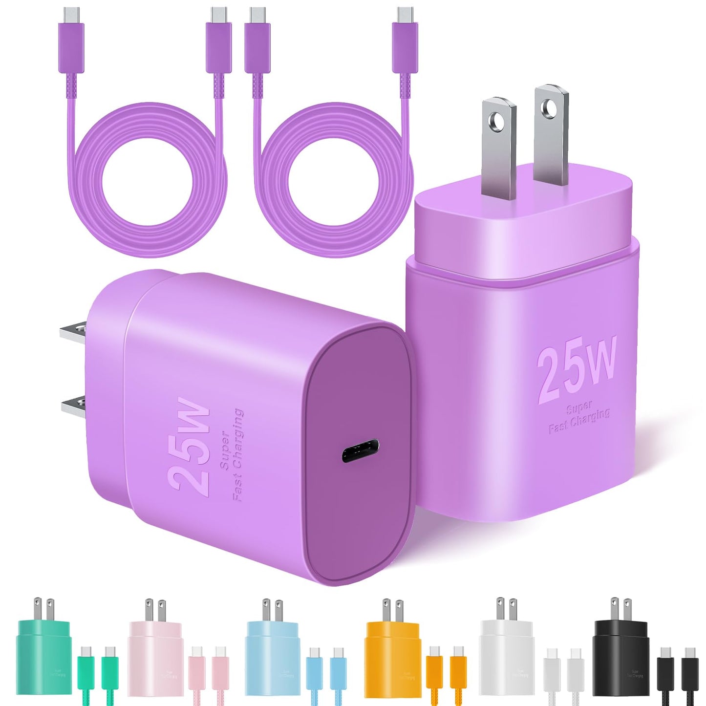Type C Charger Fast Charging, 2Pack [10FT&6FT] Long USB C Cable with 25W Phone Super Fast Charger Block Compatible with Galaxy S25/S24/Plus/Ultra,iPhone 15/16/17/Air/Plus/Pro Max