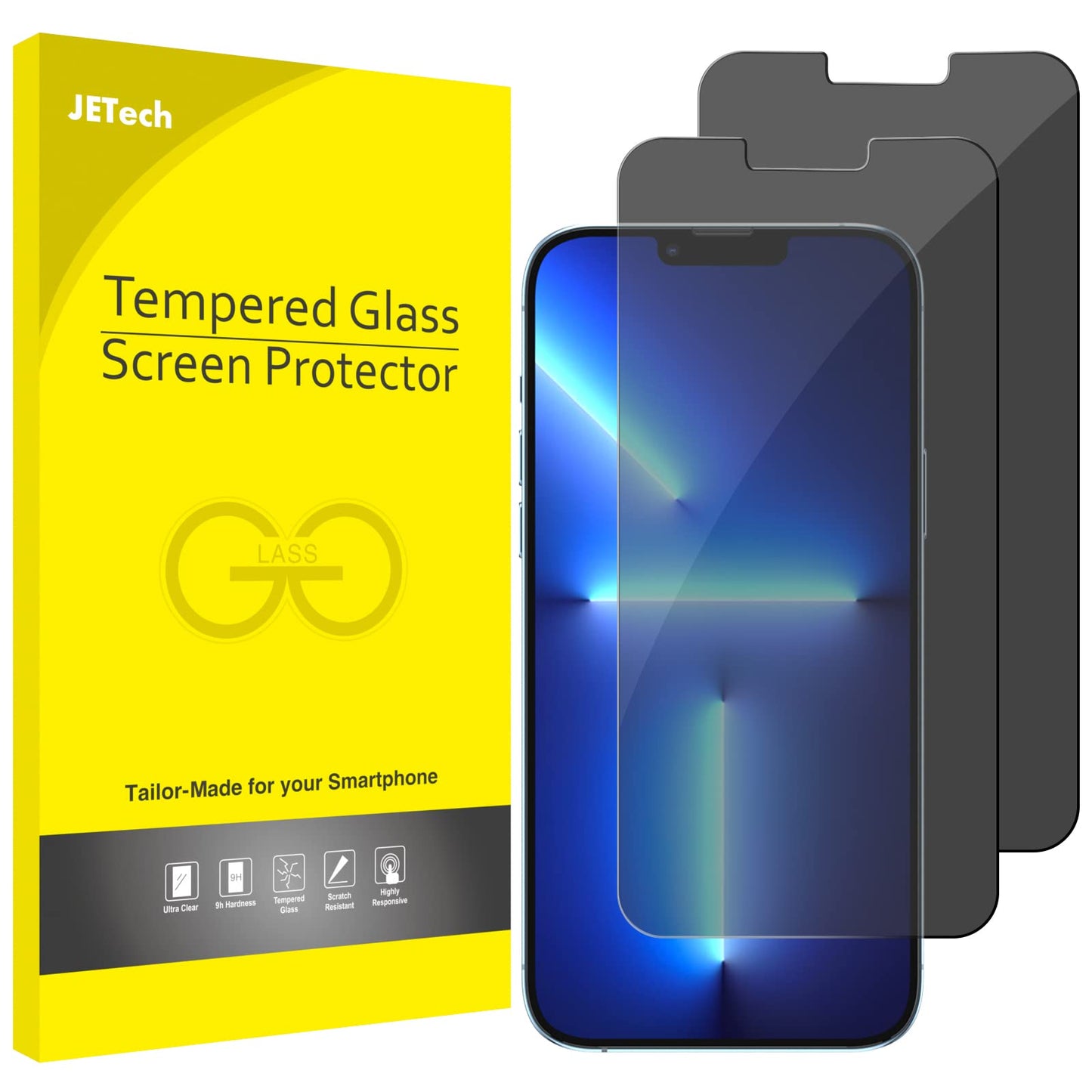 JETech Privacy Screen Protector for iPhone 11/XR, 2-Pack | Anti-Spy Privacy Protection, Tempered Glass, Face ID Compatible