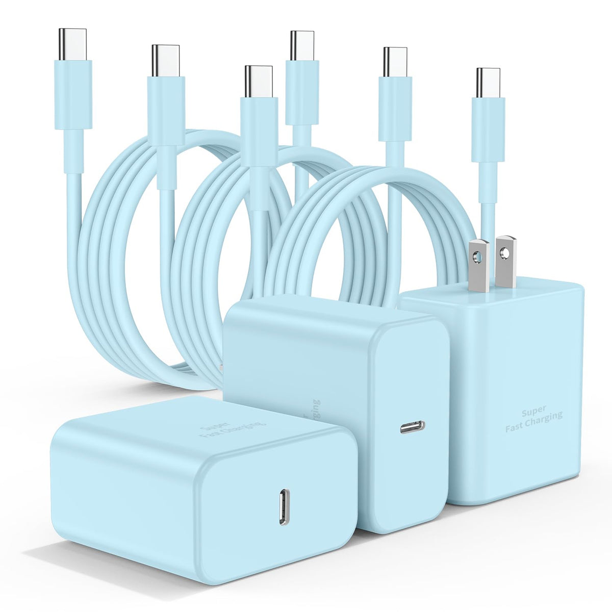 Type C Charger Fast Charging,4Pack 25W Super USB C Fast Charger Block | with 6ft+10ft USB-C Cables ×2 for Samsung Galaxy S26 S25 S24 S23 S22 S21 Plus/Ultra, for iPhone 17 16 15,Android Phones,Black