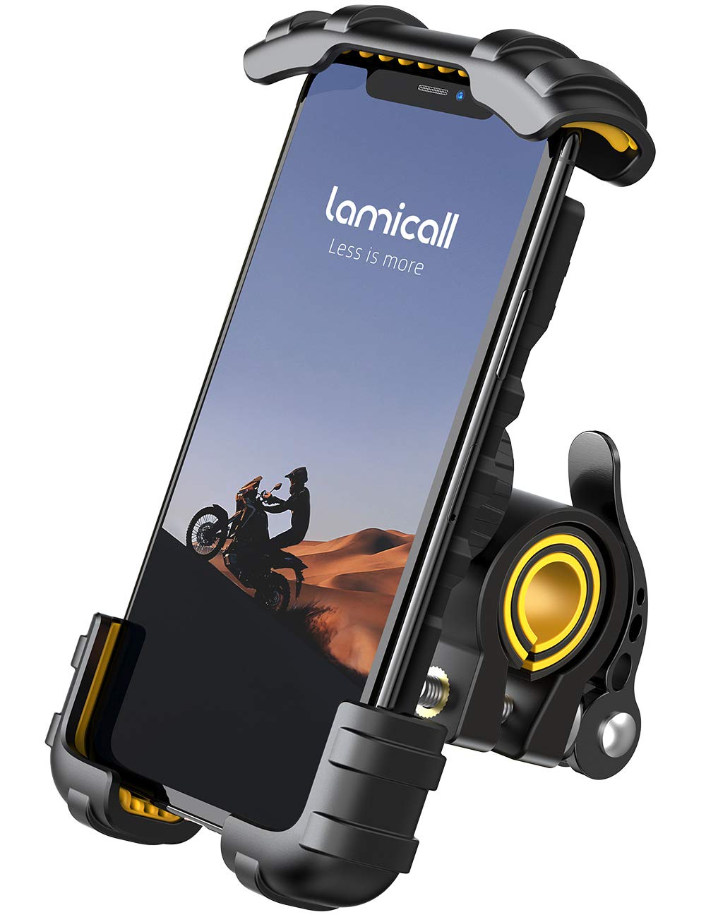 Lamicall Bike Phone Holder Motorcycle Mount - One-Hand Operation, Lockable | 360° Rotation Handlebar Clamp for 4.7-6.8" iPhone 17 Pro Max Air, Rubber Protect, Road Mountain Bike E-Bike Scooter Holder
