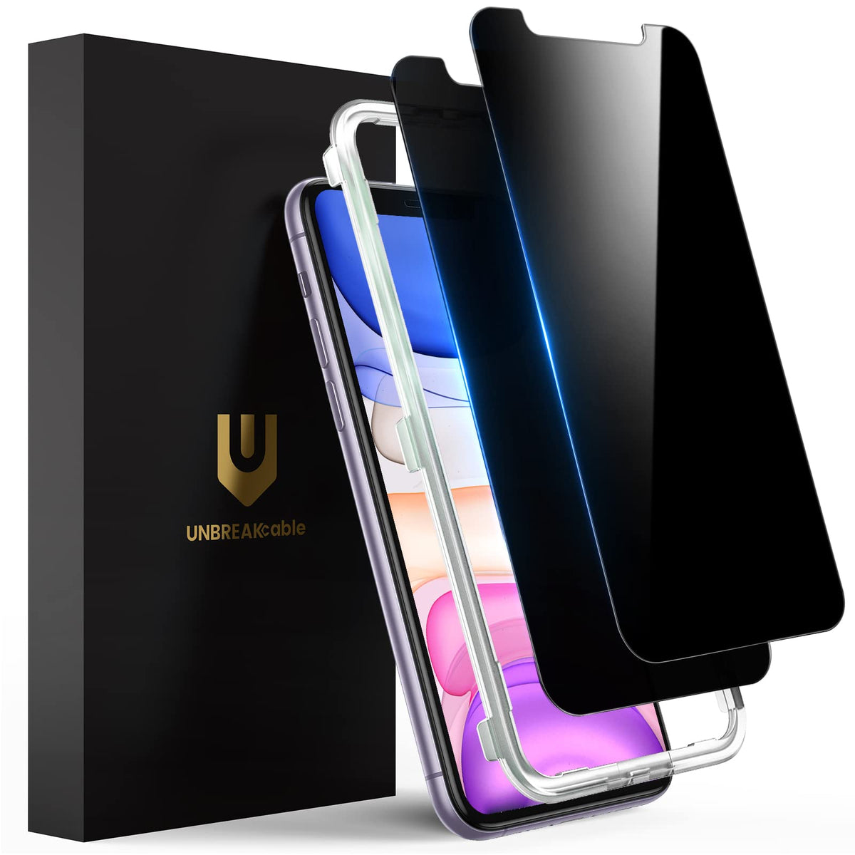 UNBREAKcable Privacy Screen Protector for iPhone 15, 2-Pack | True 28° Anti-Spy, Shatterproof Tempered Glass, 9H Hardness, Easy Install, Bubble-Free, Anti-Scratch, Case Friendly