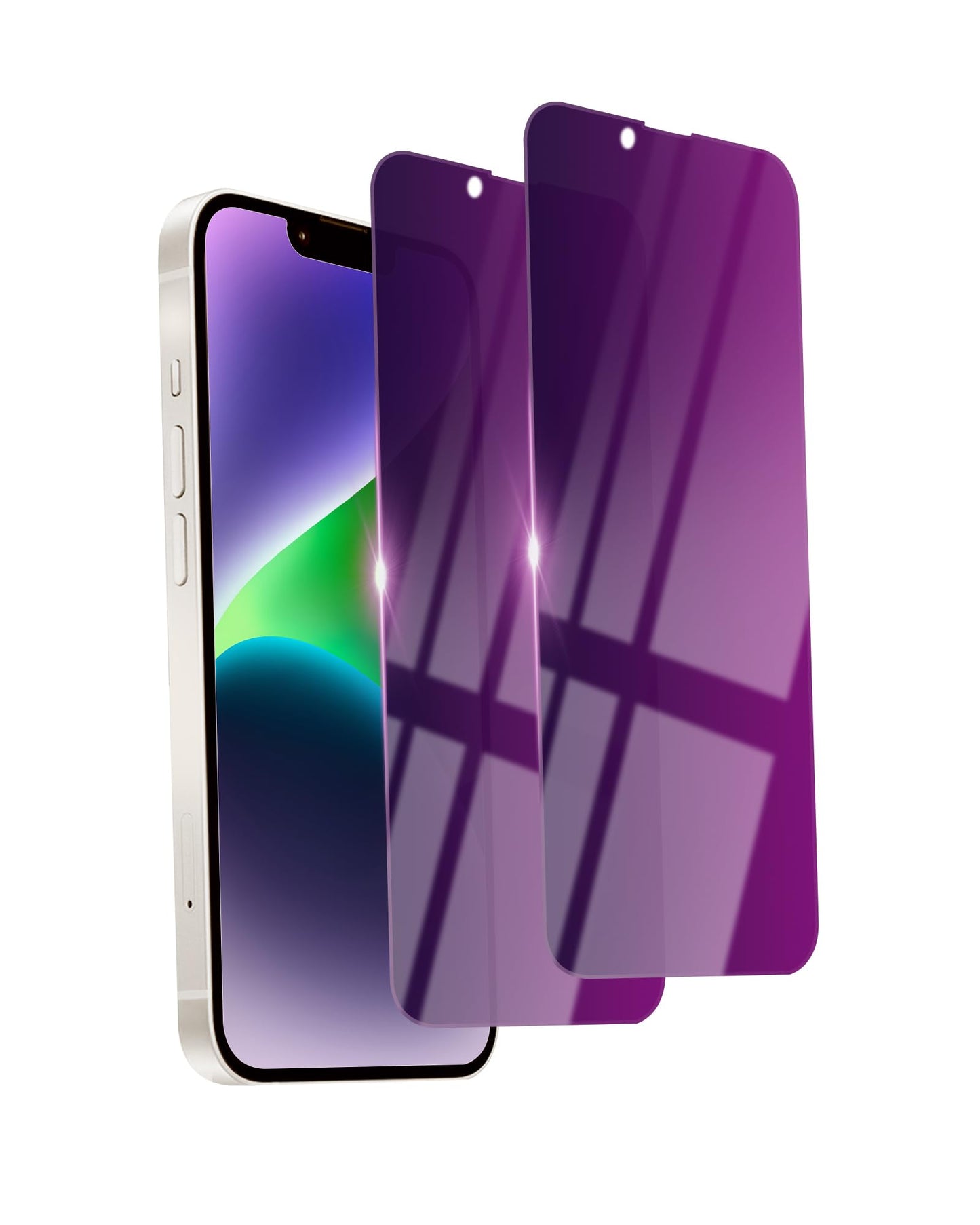 2 Pack Privacy Screen Protector for iPhone 14/13 Pro/13 Tempered Glass 6.1inch Private Saver Purple Anti-Spy Anti-Blue Light Anti-Scratch Full Coverage