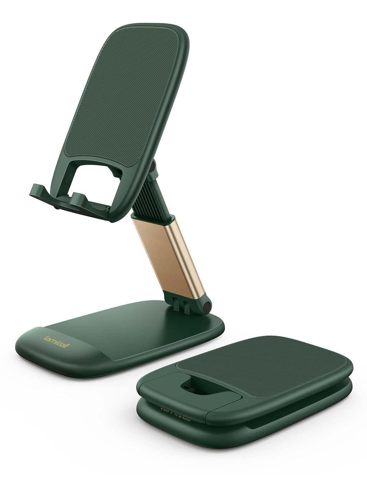 Lamicall Cell Phone Stand for Desk, Height Angle Adjustable Phone Holder | Foldable, Portable, for iPhone 17 16 15 14 13 12 11 Pro Max Plus Air Galaxy S25, Office Gift, Telephone Accessories, Black