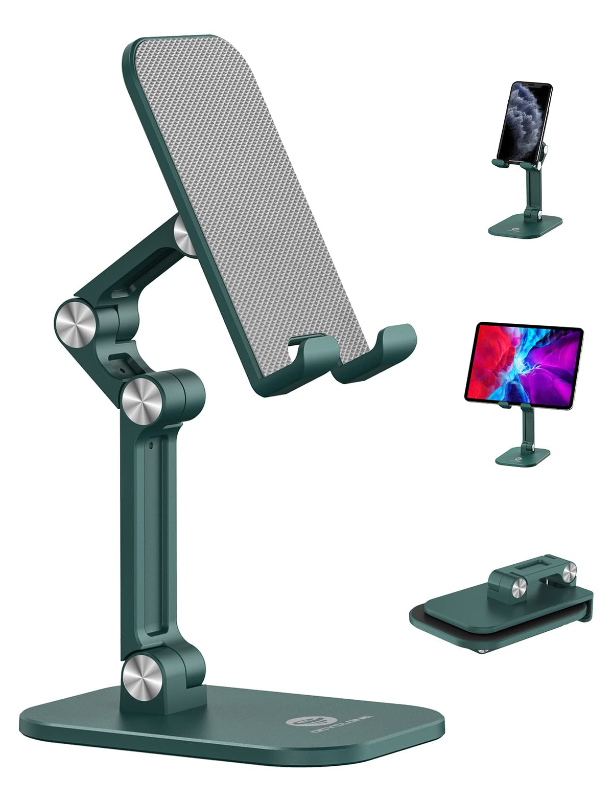 Phone Stand, Foldable Cell Phone Stand Holder for Desk Office Accessories Adjustable Height and Angle iPhone Stand Compatible with 4"-13" Phones iPad Tablet - Black