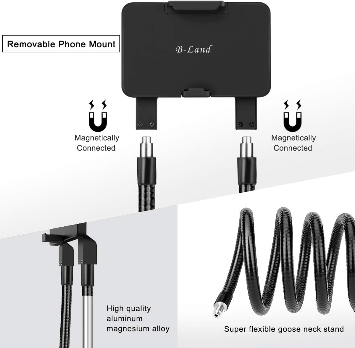Cell Phone Holder, Universal Mobile Phone Stand, Lazy Bracket, DIY Flexible Mount Stand with Multiple Function (Black)
