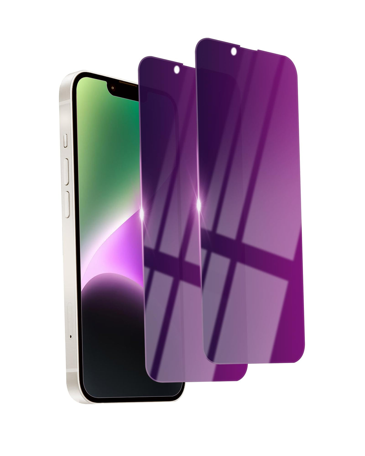 2 Pack Privacy Screen Protector for iPhone 14/13 Pro/13 Tempered Glass 6.1inch Private Saver Purple Anti-Spy Anti-Blue Light Anti-Scratch Full Coverage