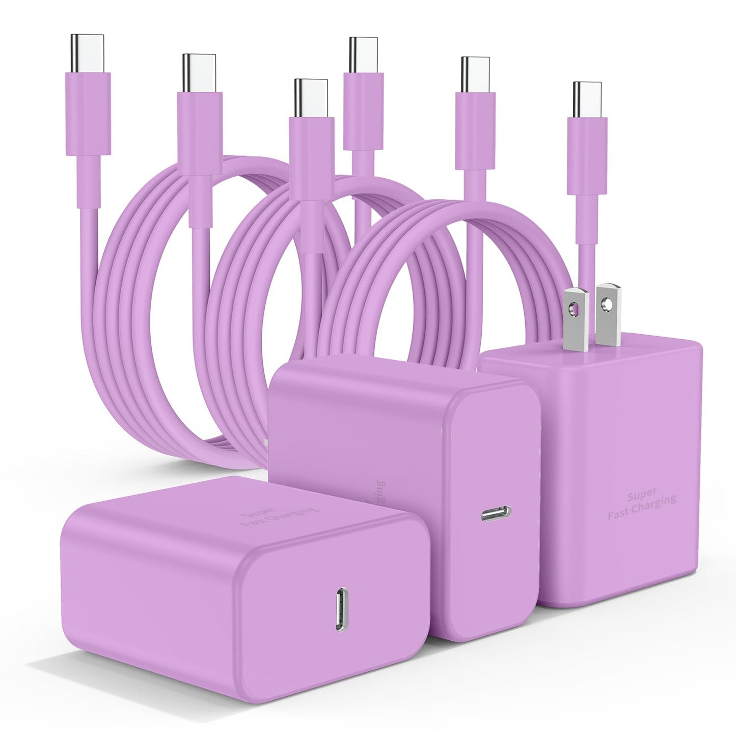 Type C Charger Fast Charging,4Pack 25W Super USB C Fast Charger Block | with 6ft+10ft USB-C Cables ×2 for Samsung Galaxy S26 S25 S24 S23 S22 S21 Plus/Ultra, for iPhone 17 16 15,Android Phones,Black