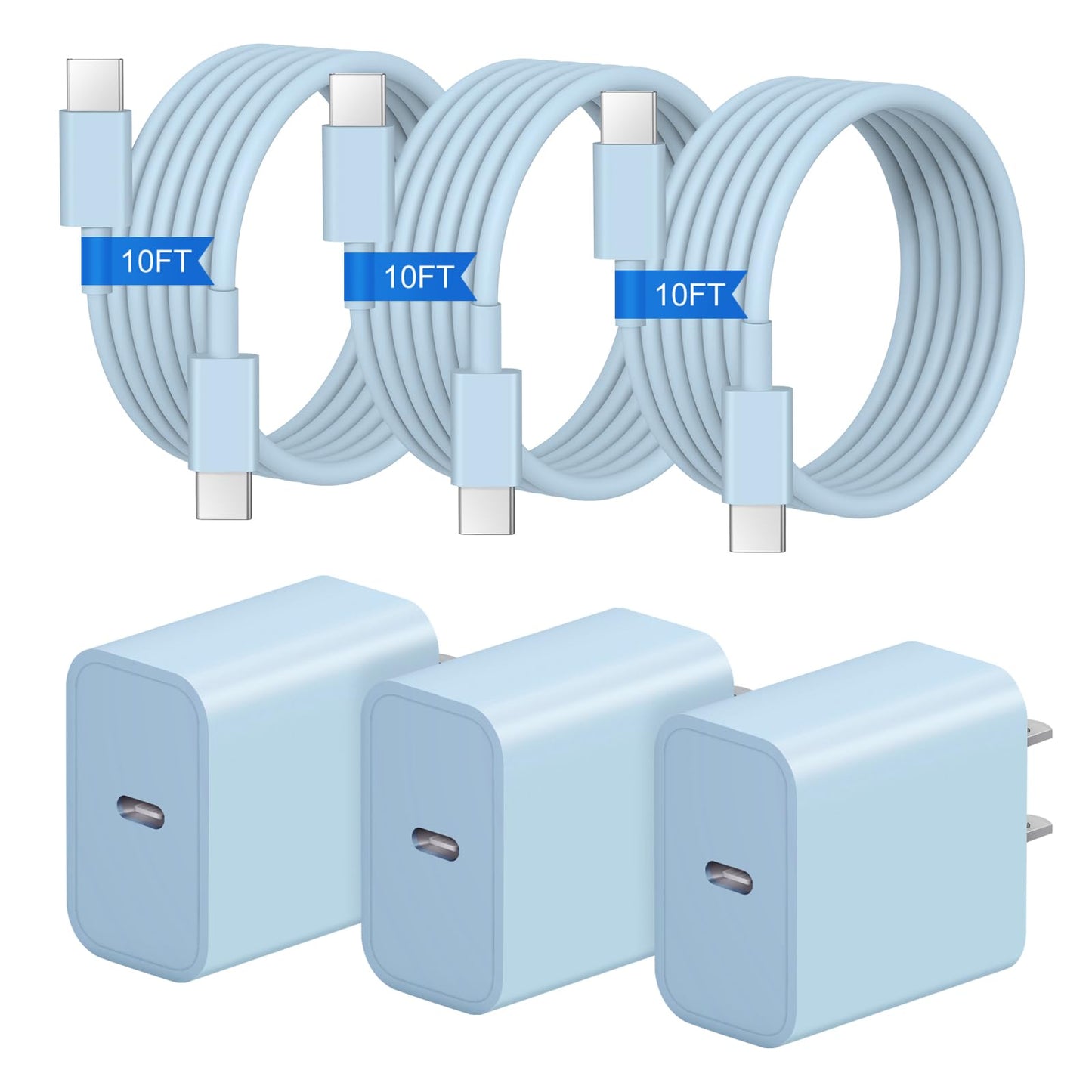 iPhone 17 16 15 Charger Fast Charging 3+3Pack 20W USB C Wall Charger with 6FT Fast Charging Cable Compatible with iPhone 17/17 Air/17 Pro/17 Pro Max/iPhone 16/15 Series, iPad Pro/AirPods