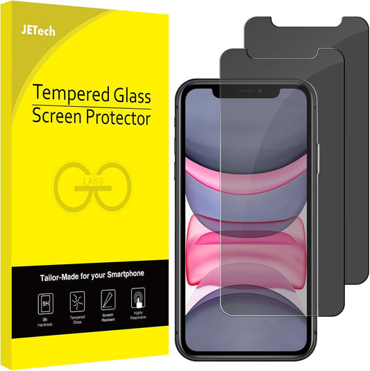 JETech Privacy Screen Protector for iPhone 11/XR, 2-Pack | Anti-Spy Privacy Protection, Tempered Glass, Face ID Compatible
