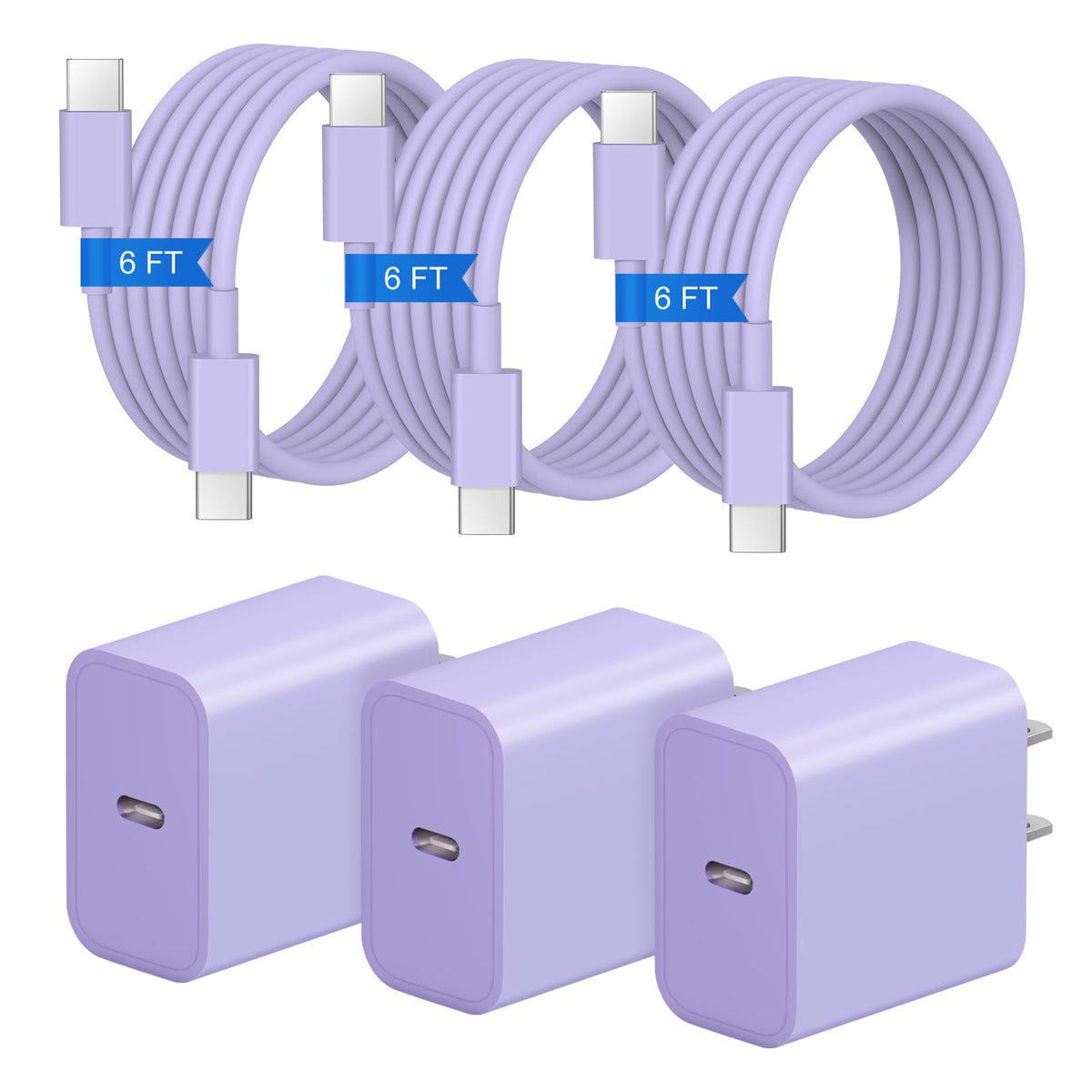 iPhone 17 16 15 Charger Fast Charging 3+3Pack 20W USB C Wall Charger with 6FT Fast Charging Cable Compatible with iPhone 17/17 Air/17 Pro/17 Pro Max/iPhone 16/15 Series, iPad Pro/AirPods