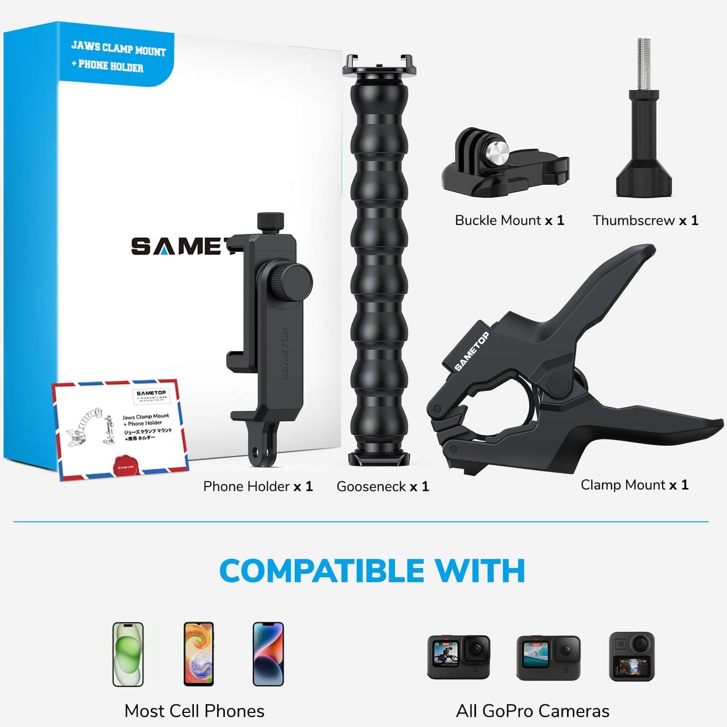 Phone Holder Clamp Gooseneck Mount Cell Phone Desk Clip for iPhone | Mobile Table Pole Stand Mount, for iPhone 17 16 15 14 Pro Max Plus 13 12 11 SE XS XR X 8 Samsung GoPro, Other 4-7'' Devices