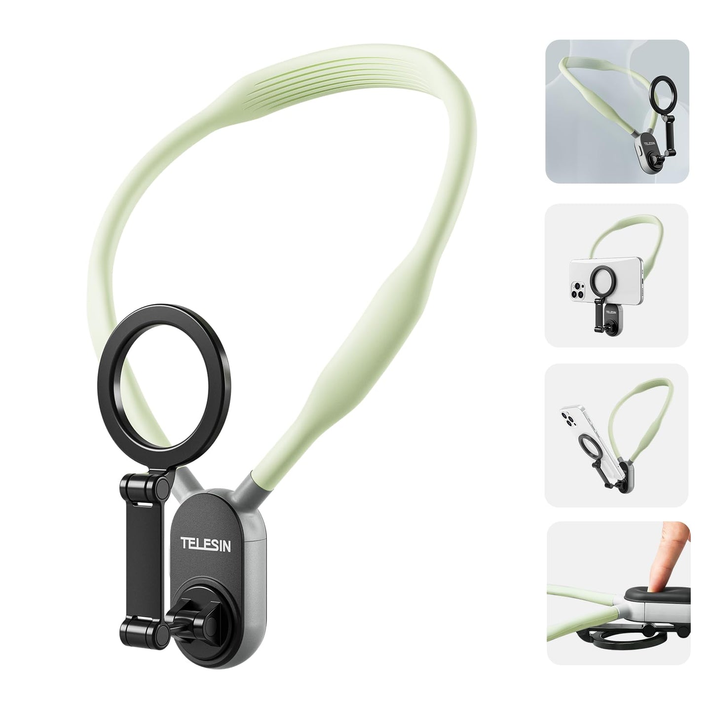 TELESIN Magnetic Neck Mount for Phones, Neck Phone Holder POV/Vlog Mount | Hand Free Phone Neck Holder Chest Stand Strap Video Recording for iPhone 17 16 15 14 13 12 Seires Android Phones