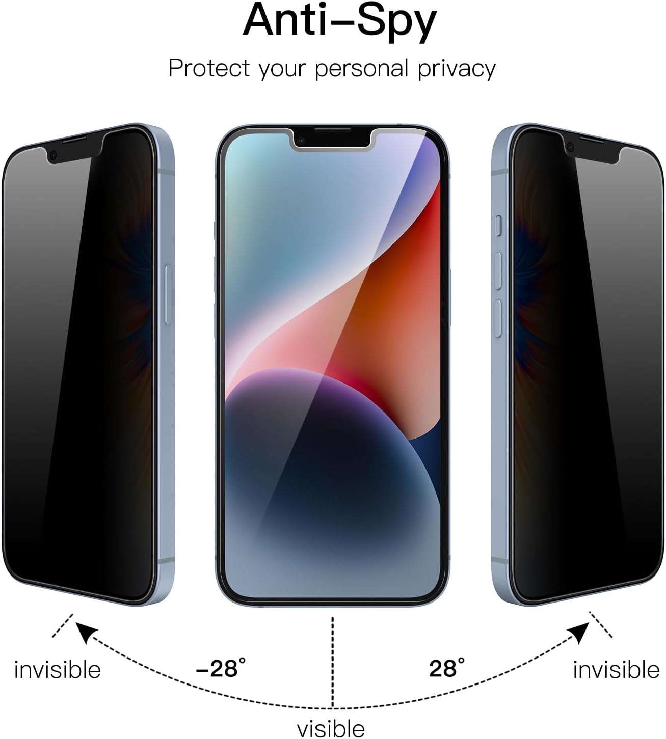 JETech Privacy Screen Protector for iPhone 14 Plus, 2-Pack | Anti-Spy Privacy Protection, Tempered Glass, Face ID Compatible
