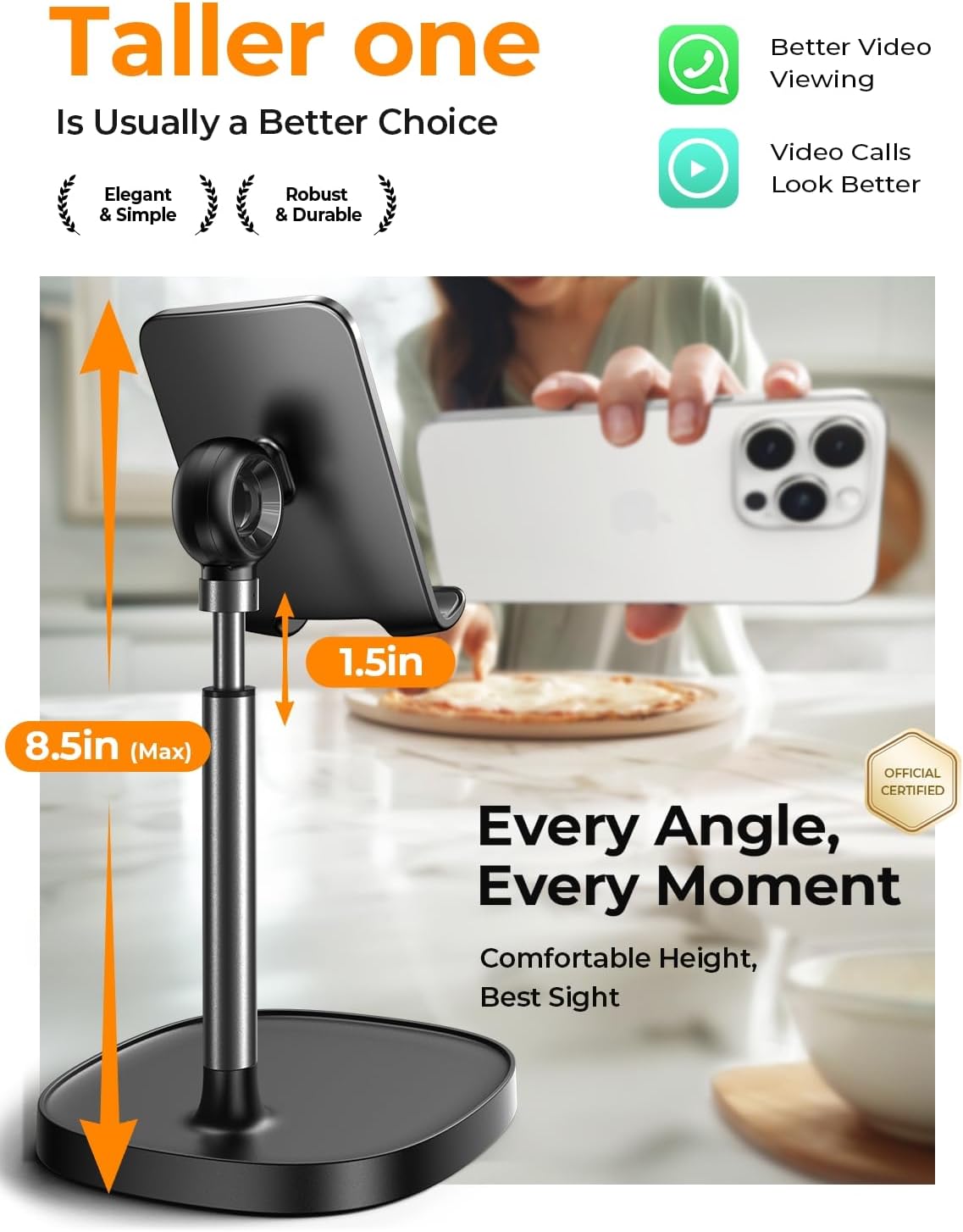 LISEN Cell Phone Stand Phone Holder for Desk, Gaming for Nintendo Switch | Office Desk Accessories for Women, iPhone Stand, Gadgets for Men Gifts, Office Decor, OtterBox Case, Switch, iPad, 4-10 in