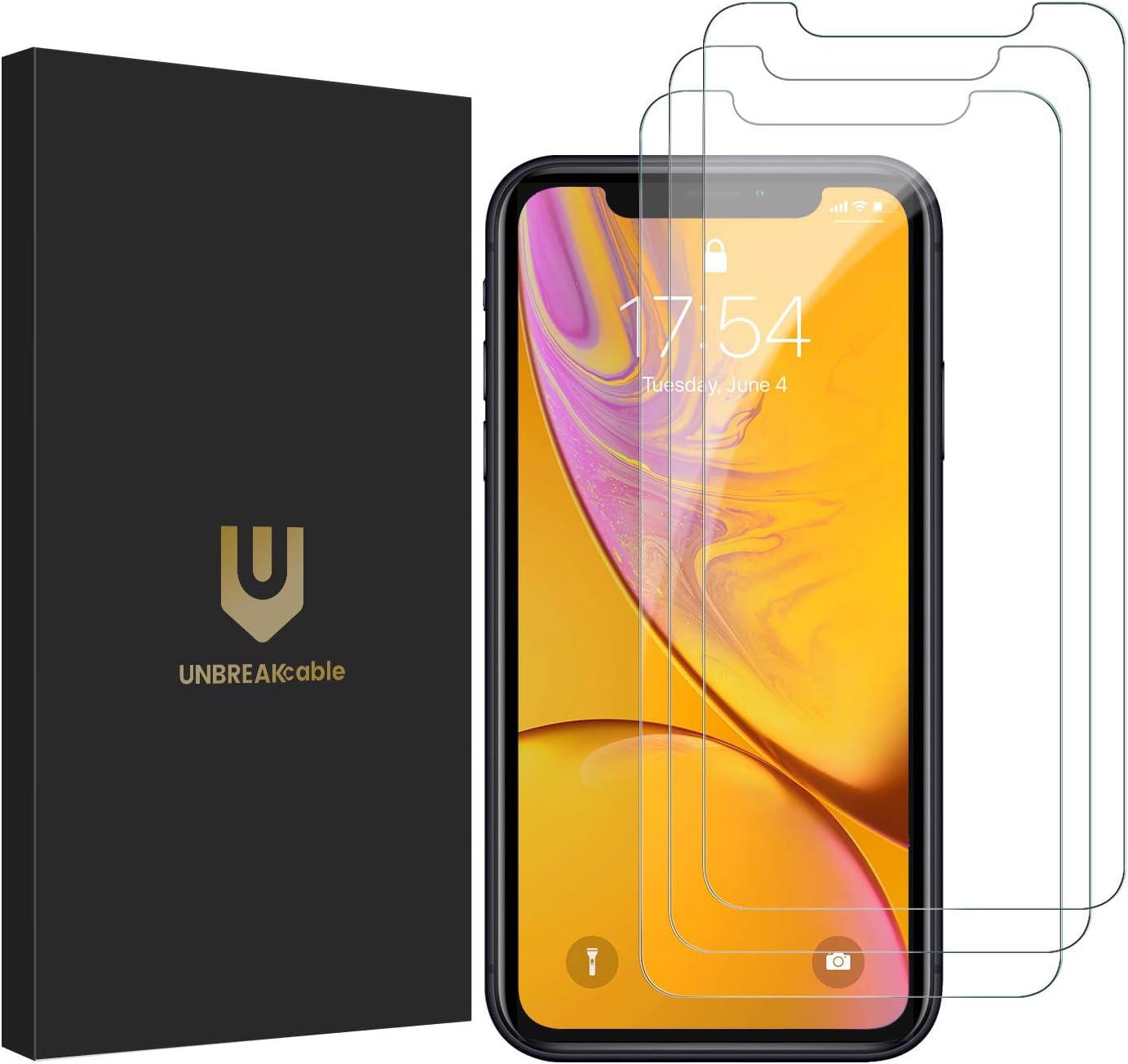 UNBREAKcable 3-Pack Screen Protector for iPhone 17 Tempered Glass | Shatterproof, Easy Install, 9H Hardness, 99.99% HD Clear, Bubble-Free, Anti-Fingerprint, Scratch Resistant, Case Friendly