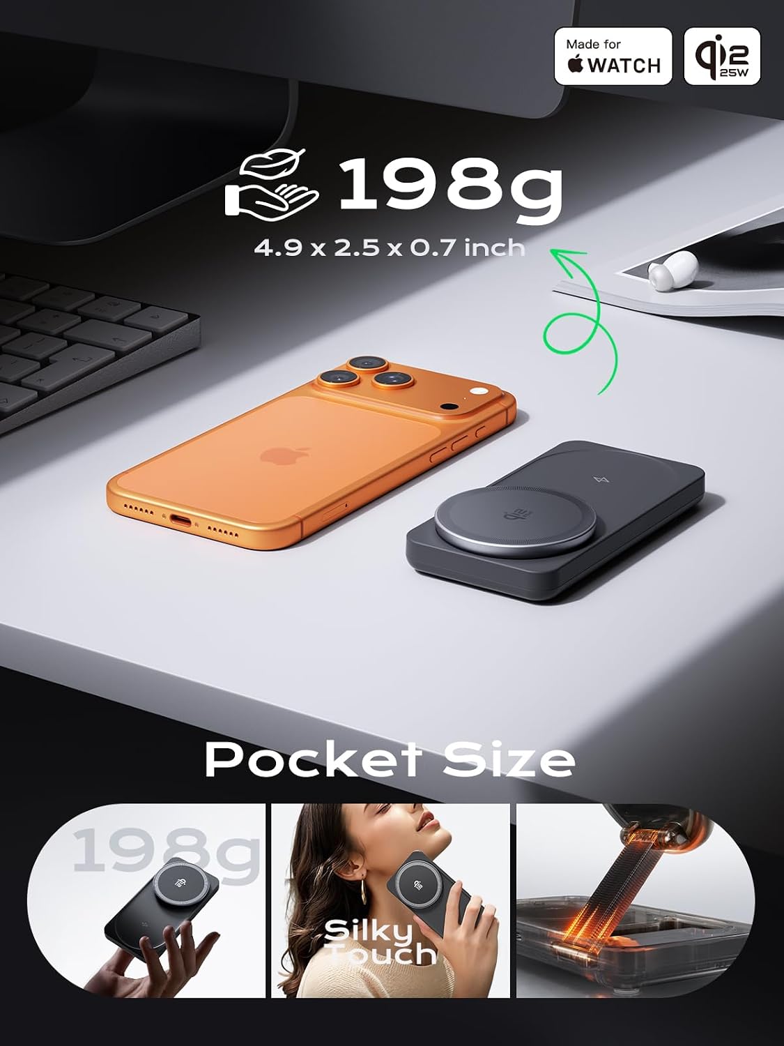 3 in 1 Qi2 Wireless Charging Station, 25W Magnetic Charger with MFi-Certified Apple Watch Module for iPhone 17/16/15/14/13/12, AirPods, Pixel 10 Pro XL, 45W Adapter