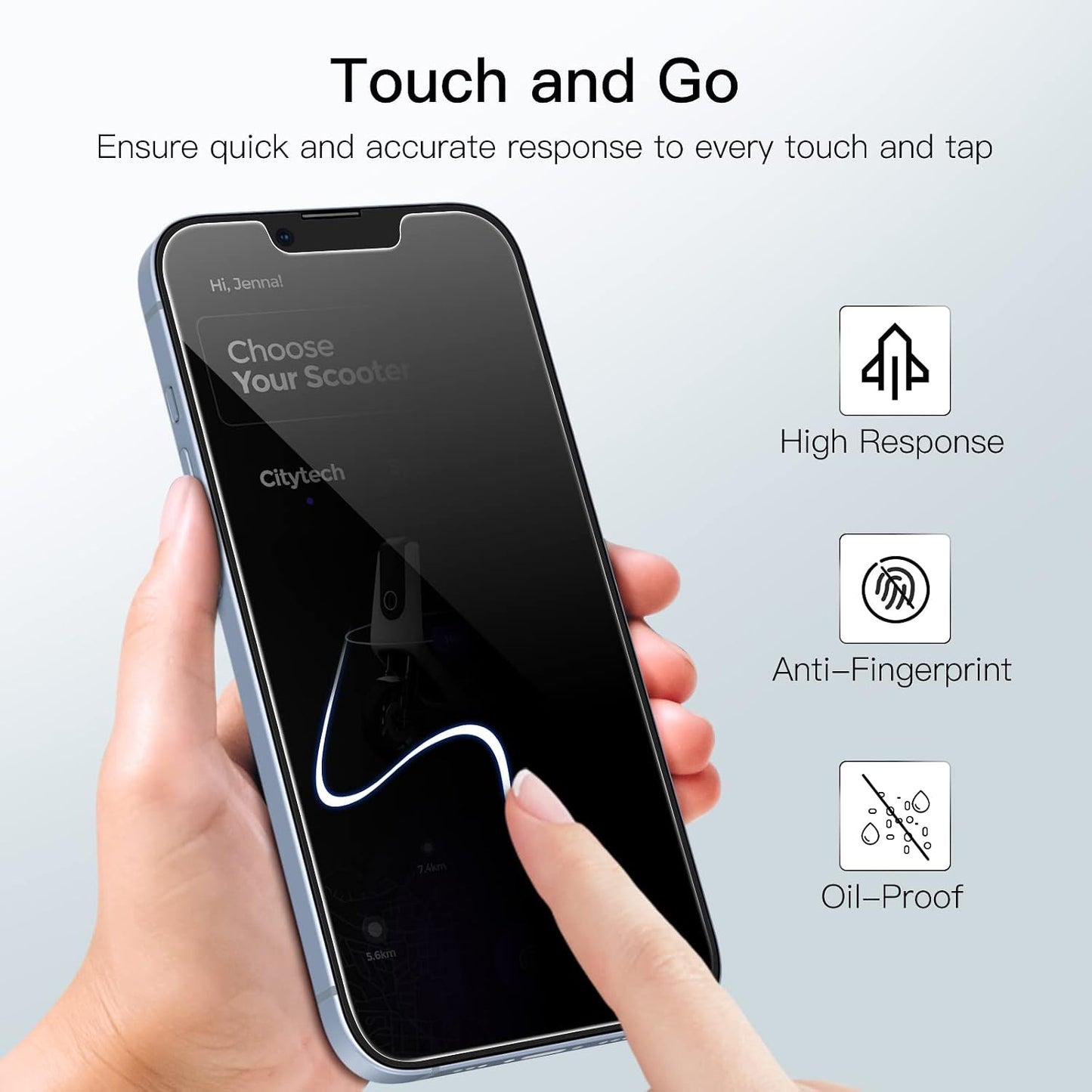 JETech Privacy Screen Protector for iPhone 14 Plus, 2-Pack | Anti-Spy Privacy Protection, Tempered Glass, Face ID Compatible
