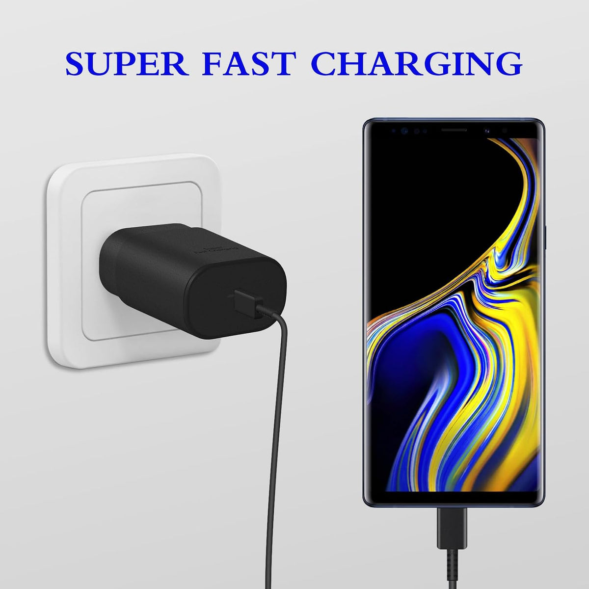 GUUSMART Type C Charger 2-Pack 25W Long 6ft USB C Charger Cable | Type C Charger Fast Charging Block Compatible with Galaxy S26 S25 S24 S23 S22 S21/iPhone 17/16/15 Pro Max/15 Plus-Black