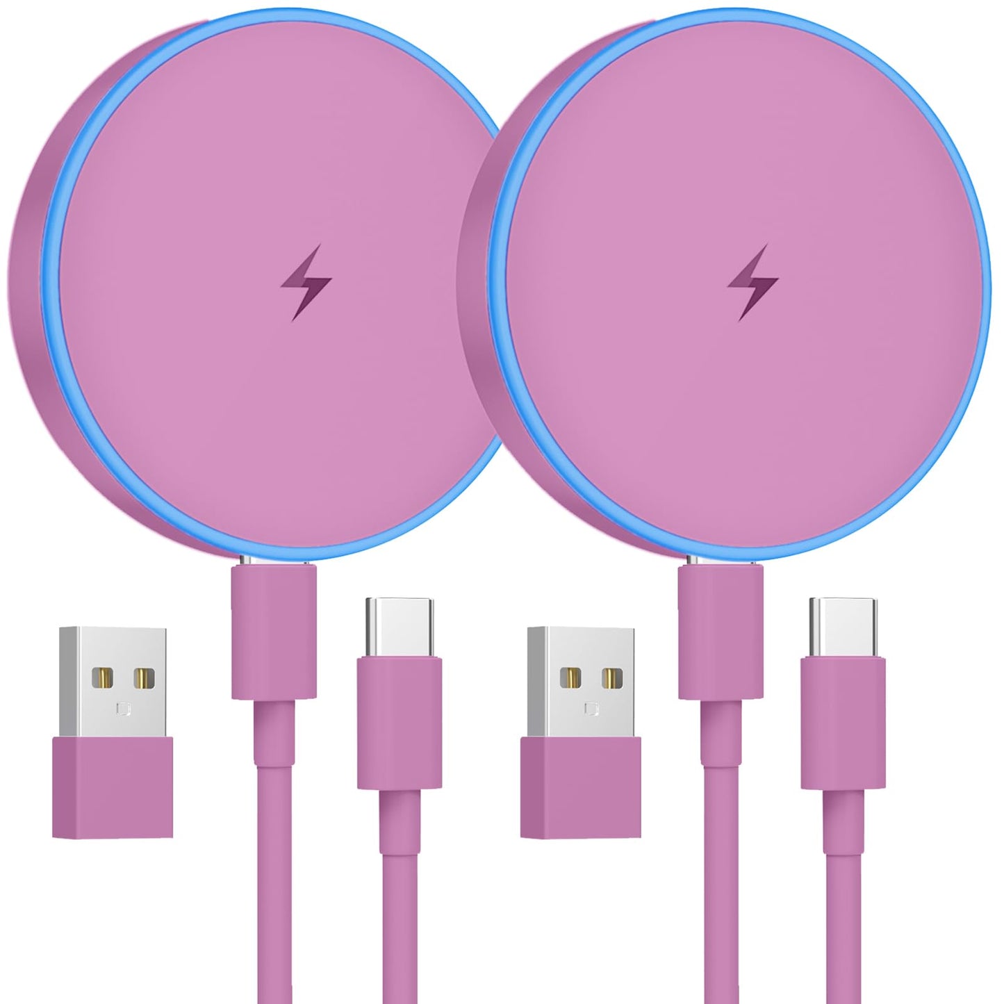 MagSafe Charger 2 Pack Magnetic Wireless Charger Fast Charging Pad | Two USB-C cables and two USB-A adapters, compatible with iPhone 17/16/15/14/13/12 Series and AirPods 4/3/2/Pro