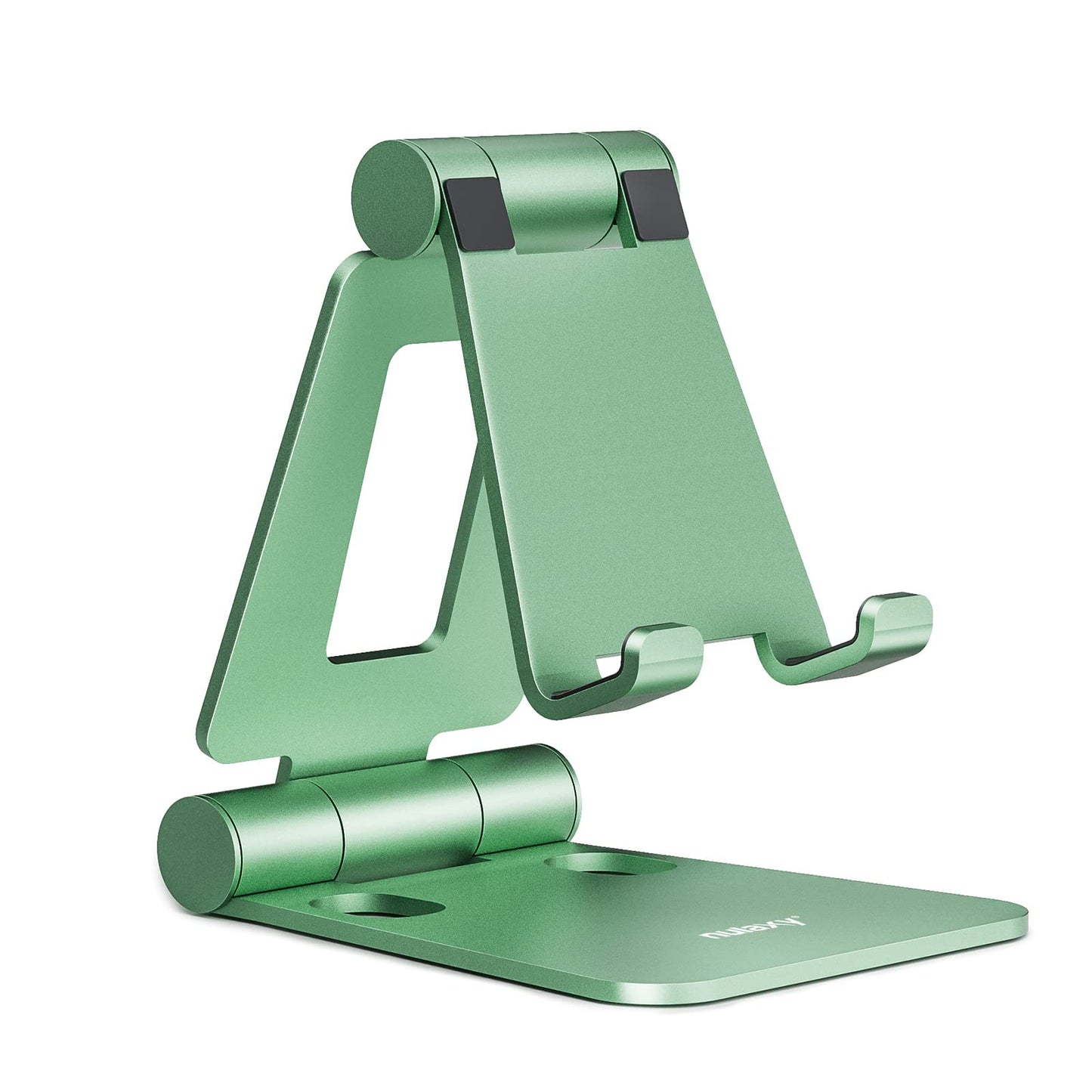 Nulaxy Full Aluminum Dual Folding Cell Phone Stand for Desk, Purple | Height Angle Adjustable, Portable, Anti-Slip Base, Fits 18mm Thick Case Smartphone, Nintendo Switch Desk Essential Accessory