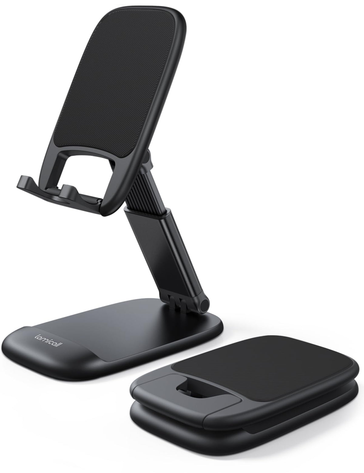Lamicall Cell Phone Stand for Desk, Height Angle Adjustable Phone Holder | Foldable, Portable, for iPhone 17 16 15 14 13 12 11 Pro Max Plus Air Galaxy S25, Office Gift, Telephone Accessories, Black