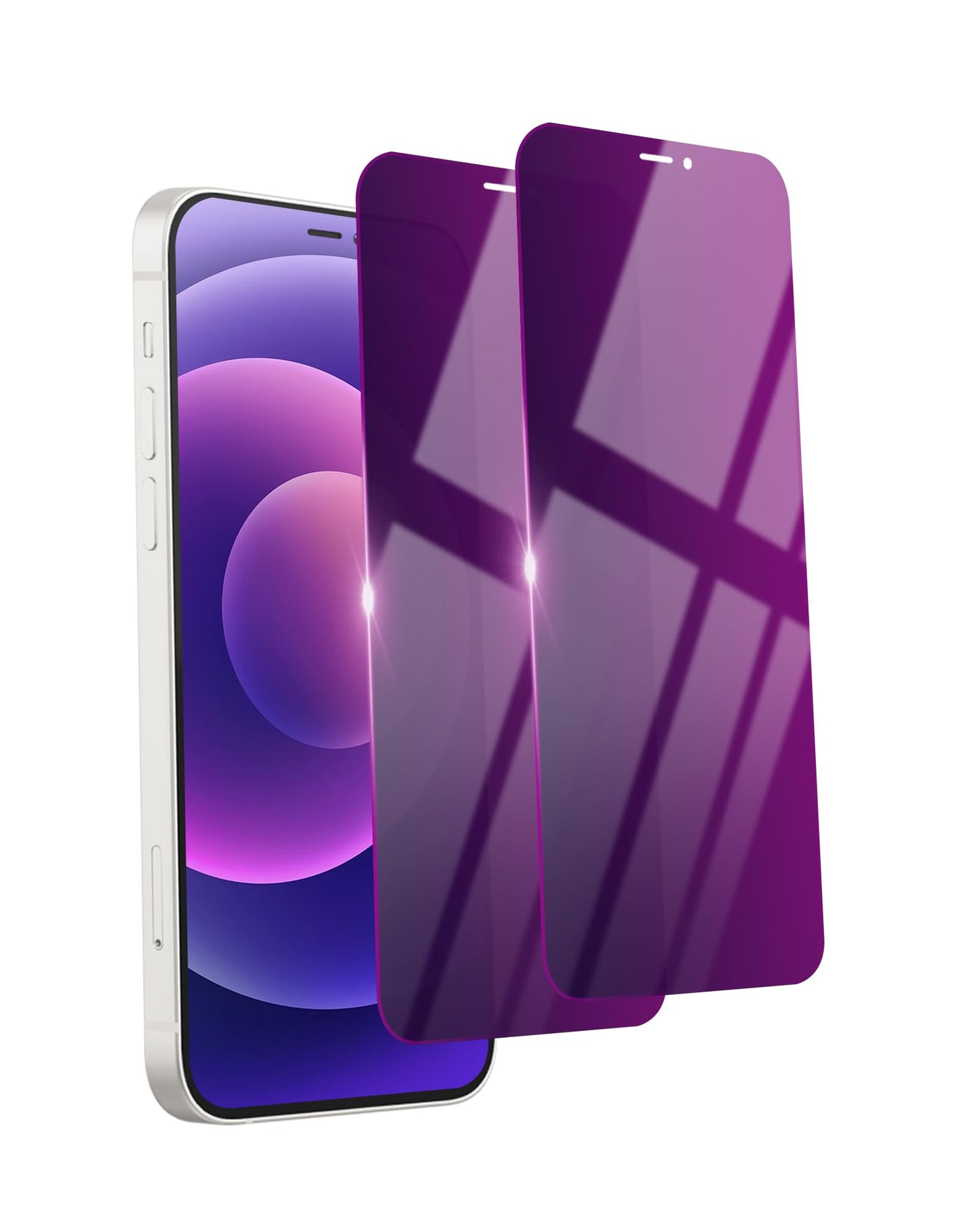 2 Pack Privacy Screen Protector for iPhone 14/13 Pro/13 Tempered Glass 6.1inch Private Saver Purple Anti-Spy Anti-Blue Light Anti-Scratch Full Coverage