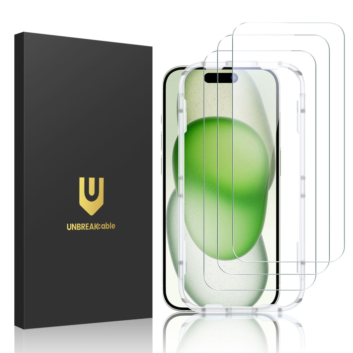 UNBREAKcable 3-Pack Screen Protector for iPhone 16 Tempered Glass | Shatterproof, Easy Install, 9H Hardness, 99.99% HD Clear, Bubble-Free, Anti-Fingerprint, Scratch Resistant, Case Friendly