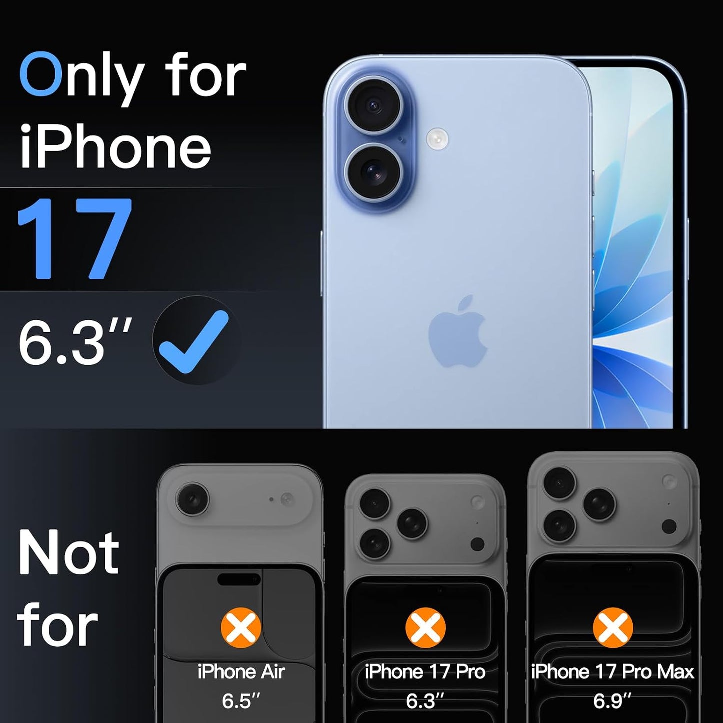 JETech Screen Protector for iPhone 17, 3-Pack | 9H Tempered Glass, HD Clear, Anti-Scratch Protection, Easy Installation Tool