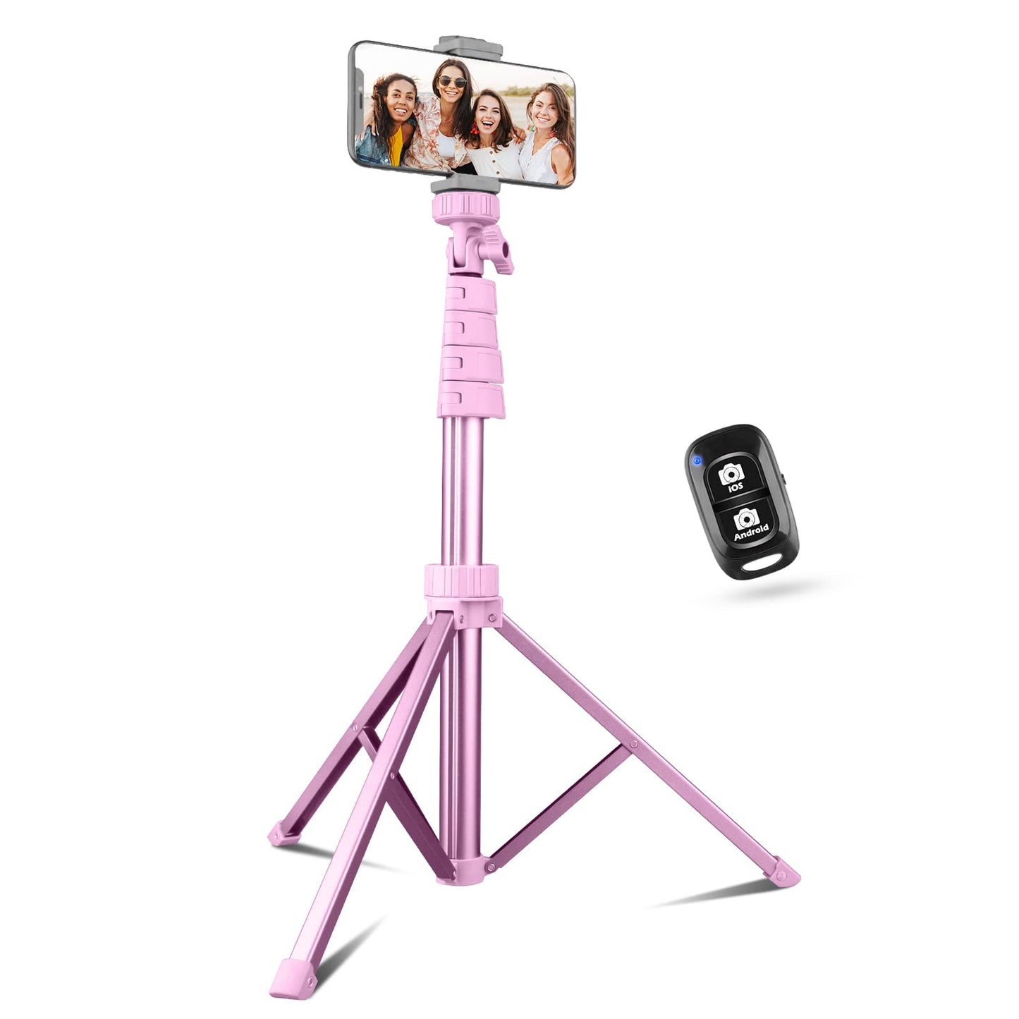 SENSYNE 62" Phone Tripod for iPhone, Extendable Selfie Stick Tripod Stand with Wireless Remote and Phone Holder, Cell Phone Tripod for Video Recording, Compatible with iPhone Android