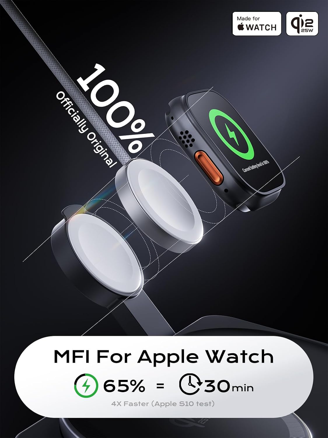 3 in 1 Qi2 Wireless Charging Station, 25W Magnetic Charger with MFi-Certified Apple Watch Module for iPhone 17/16/15/14/13/12, AirPods, Pixel 10 Pro XL, 45W Adapter