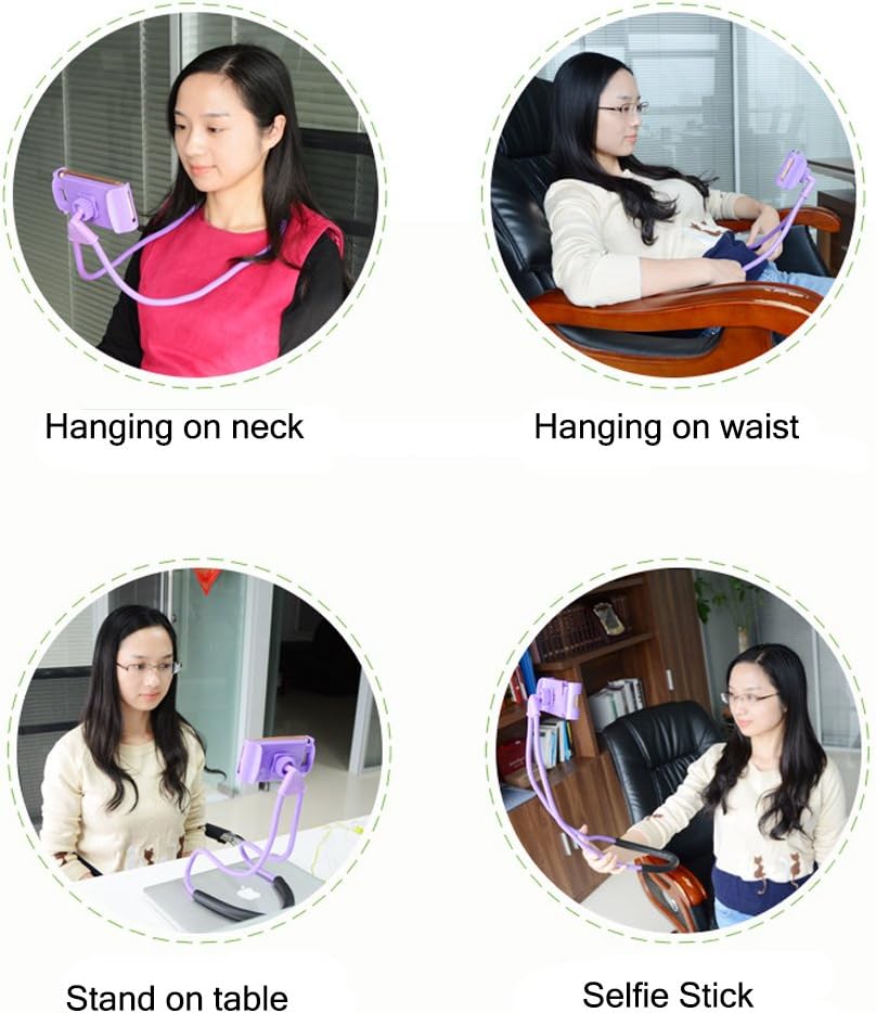Lazy Bracket - Universal Hanging on Neck Lazy Phone Holder DIY Free Rotating Stand on Table Smart Multiple Functions Mobile Phone Mount Stand(Blue)