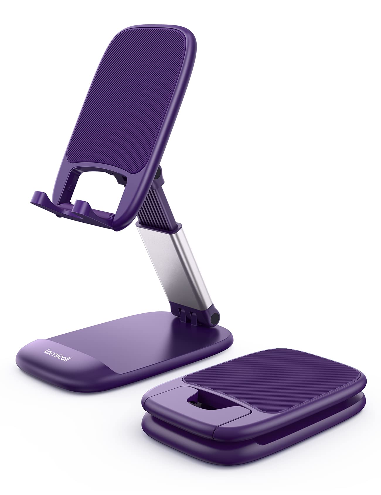 Lamicall Cell Phone Stand for Desk, Height Angle Adjustable Phone Holder | Foldable, Portable, for iPhone 17 16 15 14 13 12 11 Pro Max Plus Air Galaxy S25, Office Gift, Telephone Accessories, Black