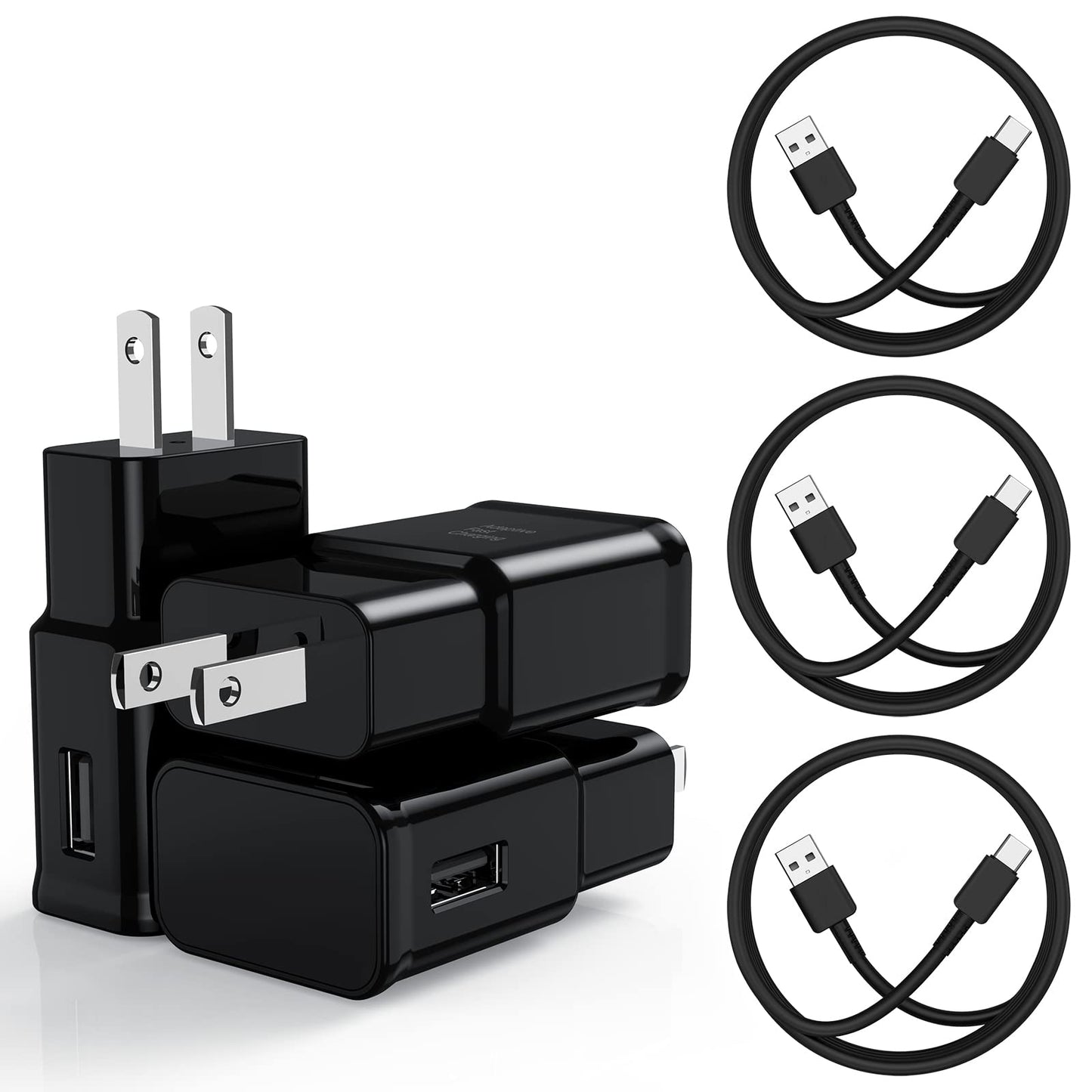 Type C Charger Fast Charging, 2 Pack USB C Android Phone Charger&6ft Cables | Wall Charger Blocks & 2x 6ft USB-C cables for Samsung Galaxy S8/S9/S10 Plus/S10e/S20/S21 Ultra/Plus, Note 8/9/10, Pixel 3