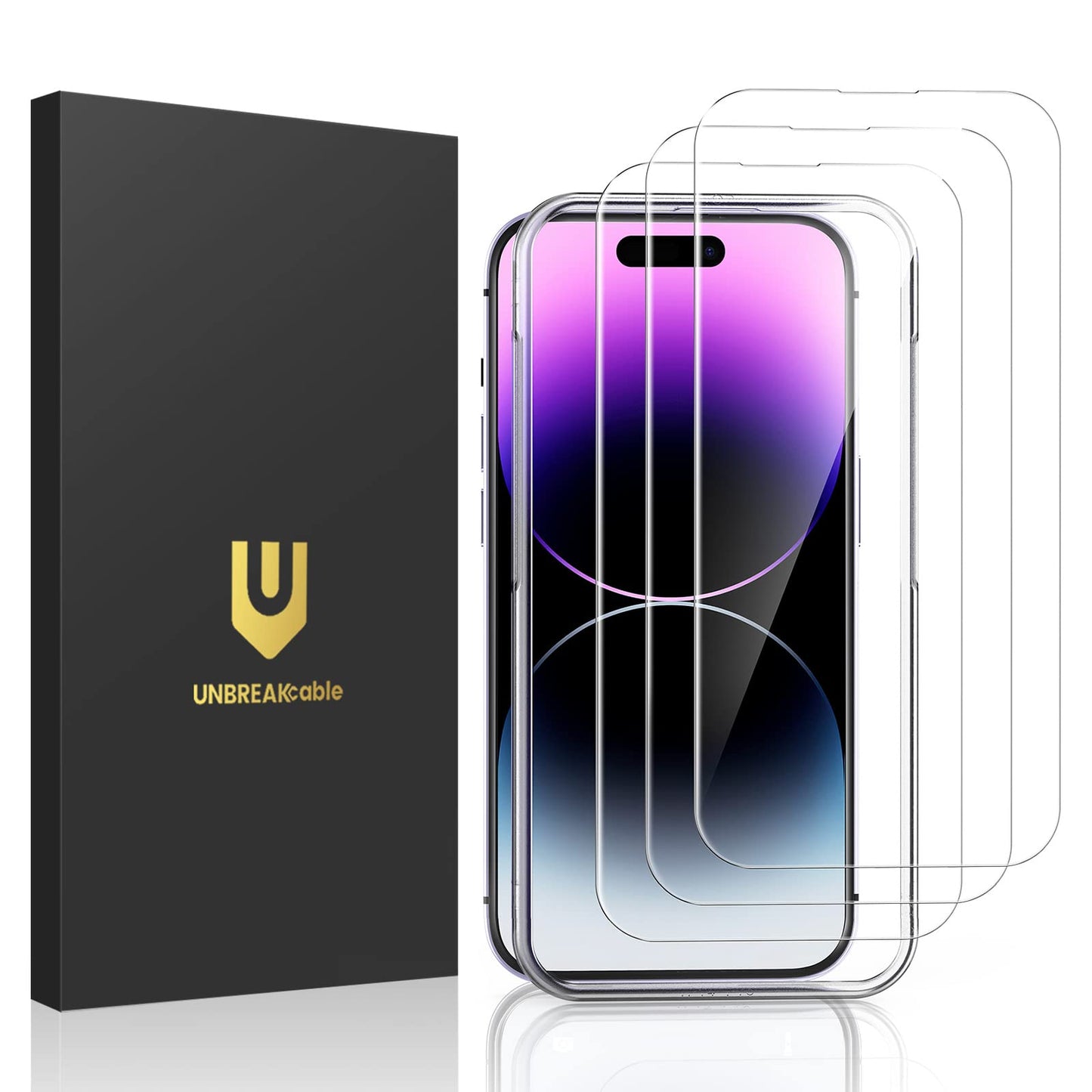 UNBREAKcable 3-Pack Screen Protector for iPhone 17 Tempered Glass | Shatterproof, Easy Install, 9H Hardness, 99.99% HD Clear, Bubble-Free, Anti-Fingerprint, Scratch Resistant, Case Friendly