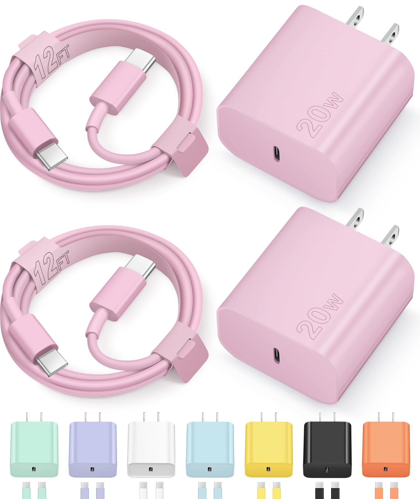 iPhone 17 16 15 Charger Fast Charging Type C Chargers USB C Charger Block | for iPhones, iPads,Tablets, Android phones,20W iPhone Charger USB-C Power Adapter,with Long 6FT USB-C Charging Cables