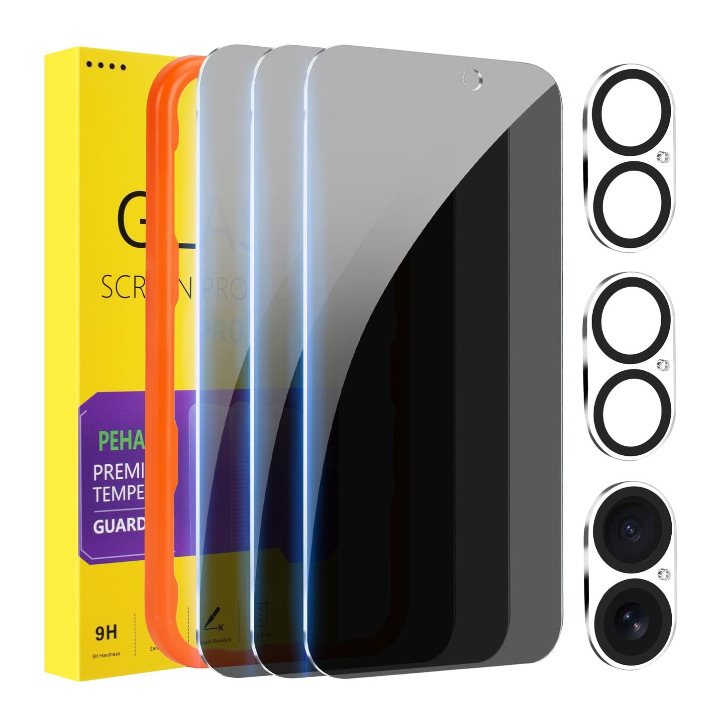 PEHAEL for iPhone 17e/16e/14/13/13 Pro Privacy Screen Protector | 3 Pack, Installation kits, Anti-Spy Private, Anti-Scratch, 9H Tempered Glass, Case Friendly, [6.1 inch]
