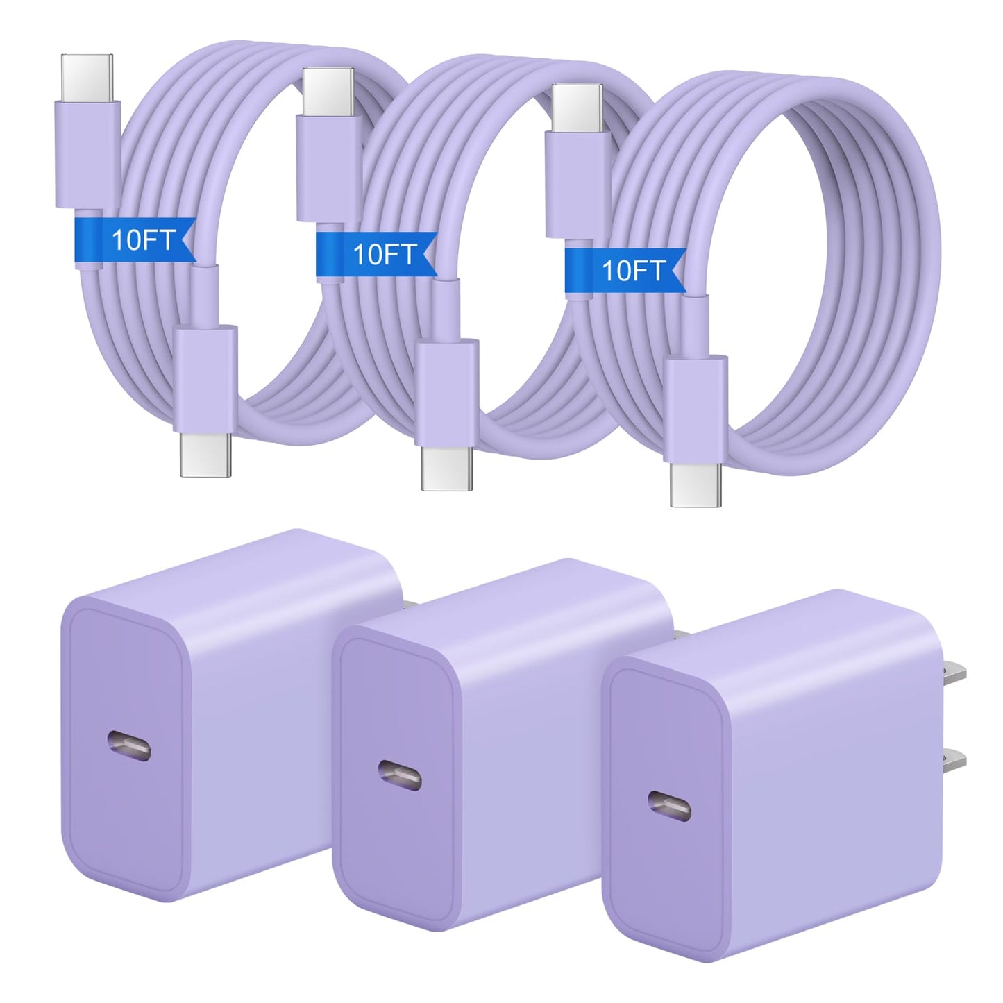 iPhone 17 16 15 Charger Fast Charging 3+3Pack 20W USB C Wall Charger with 6FT Fast Charging Cable Compatible with iPhone 17/17 Air/17 Pro/17 Pro Max/iPhone 16/15 Series, iPad Pro/AirPods