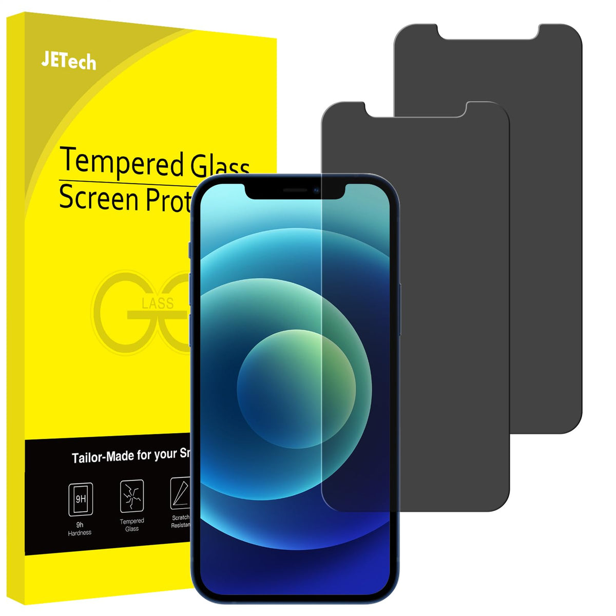 JETech Privacy Screen Protector for iPhone 11/XR, 2-Pack | Anti-Spy Privacy Protection, Tempered Glass, Face ID Compatible