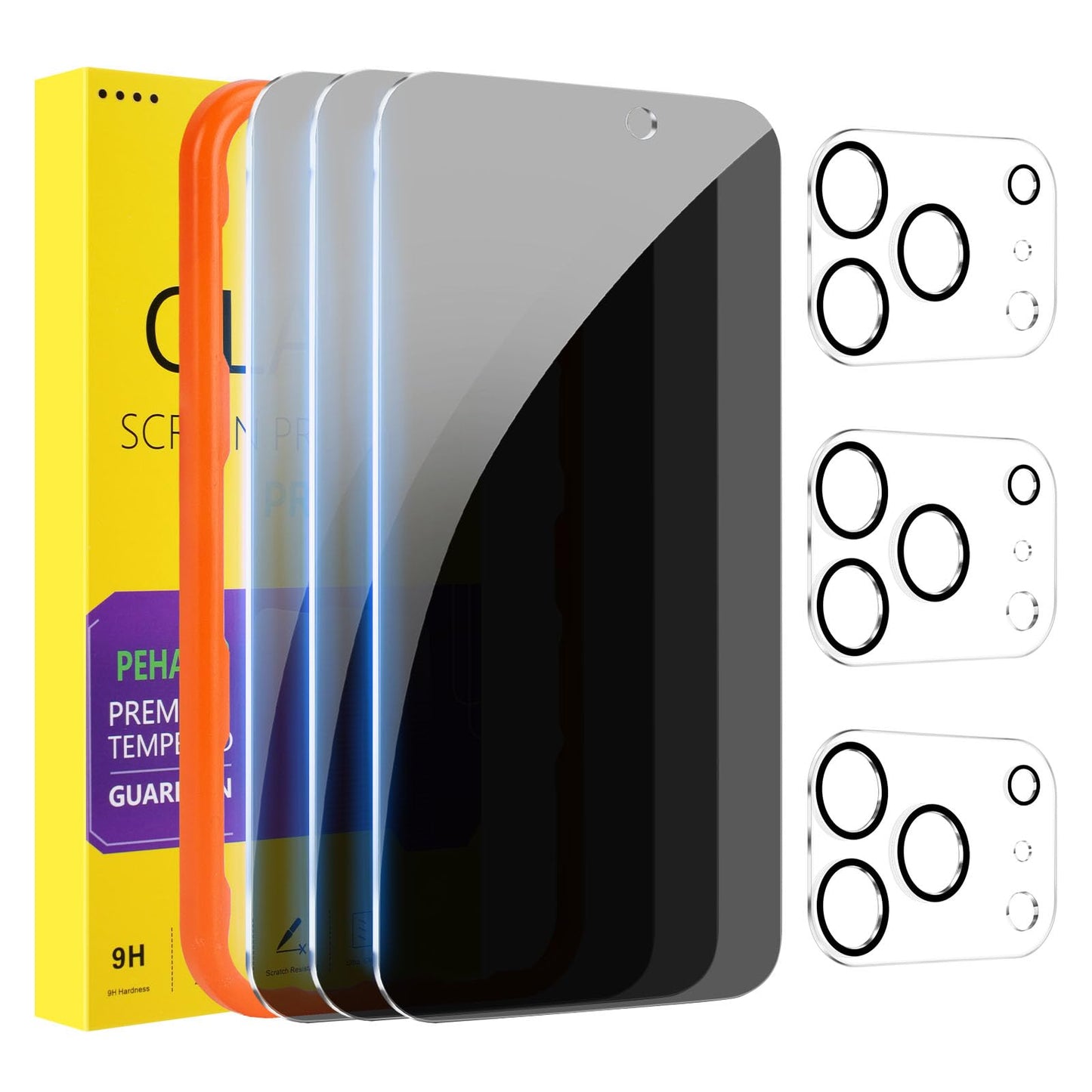 PEHAEL for iPhone 17 Pro Max Privacy Screen Protector+Camera Lens Protector | 3+3 Pack, Installation Frame, Cleaning kits, Anti-Spy Private, Anti-Scratch, 9H Tempered Glass, Case Friendly, [6.9 inch]