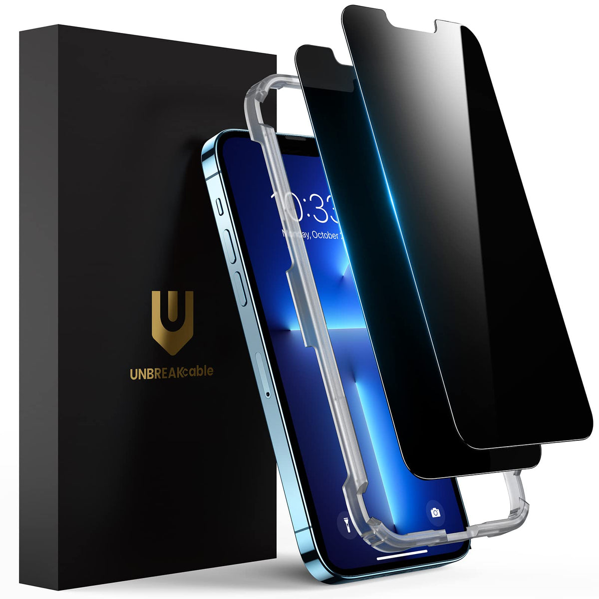 UNBREAKcable Privacy Screen Protector for iPhone 15, 2-Pack | True 28° Anti-Spy, Shatterproof Tempered Glass, 9H Hardness, Easy Install, Bubble-Free, Anti-Scratch, Case Friendly