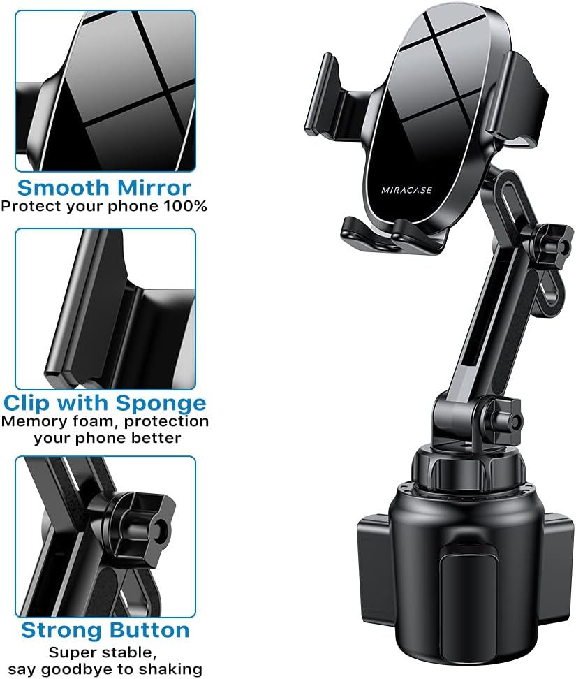 Miracase [Upgraded Version] Cup Phone Holder for Car, Universal Adjustable Long Neck Car Phone Mount Cradle Friendly Compatible with iPhone Samsung Google and All 4.0-7.0 inches Smartphones