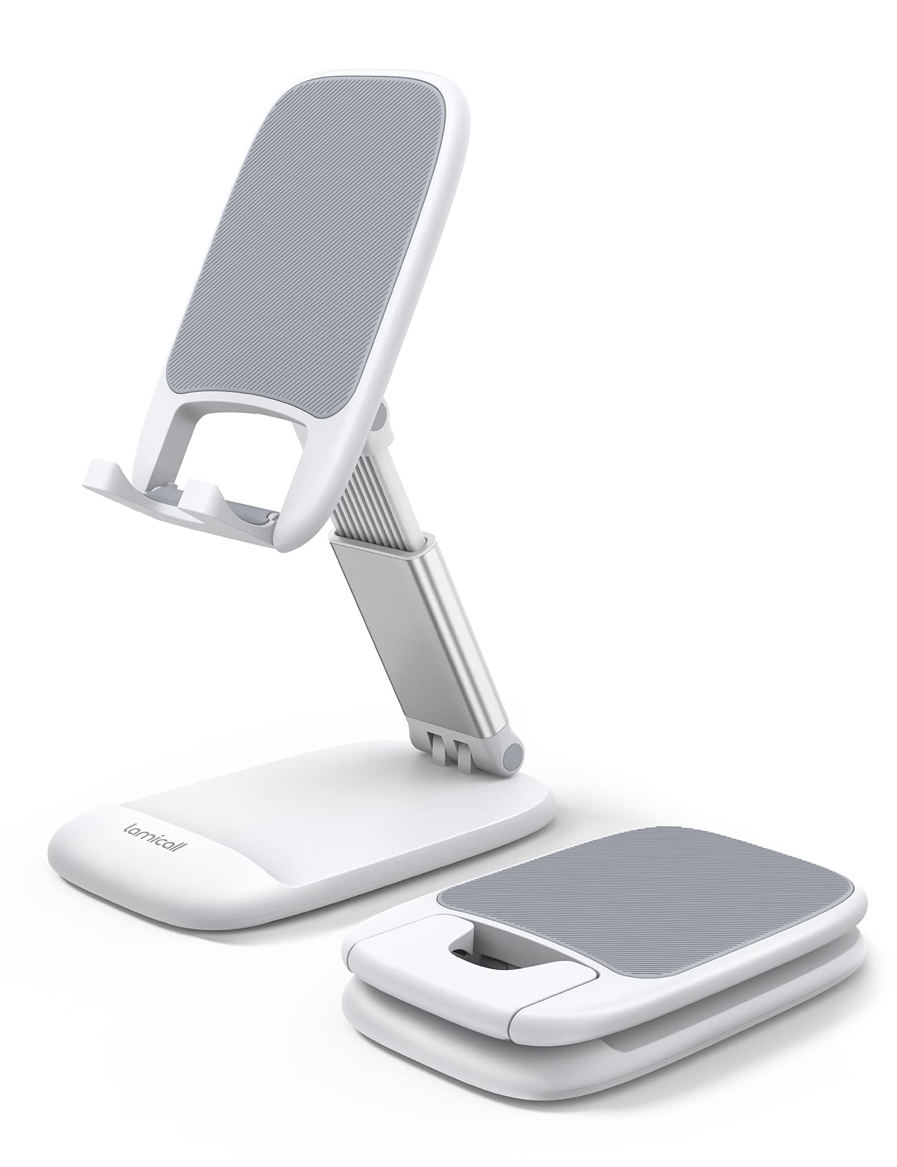 Lamicall Cell Phone Stand for Desk, Height Angle Adjustable Phone Holder | Foldable, Portable, for iPhone 17 16 15 14 13 12 11 Pro Max Plus Air Galaxy S25, Office Gift, Telephone Accessories, Black